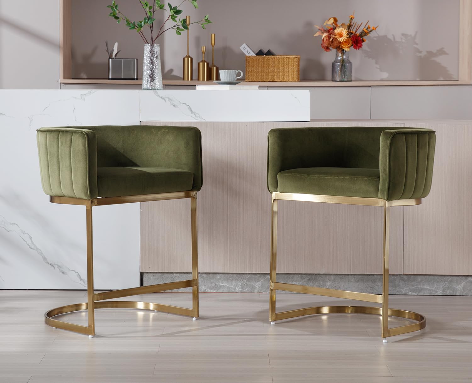 Kmax Modern Velvet Counter Height Bar Stools 1 Piece - 6067