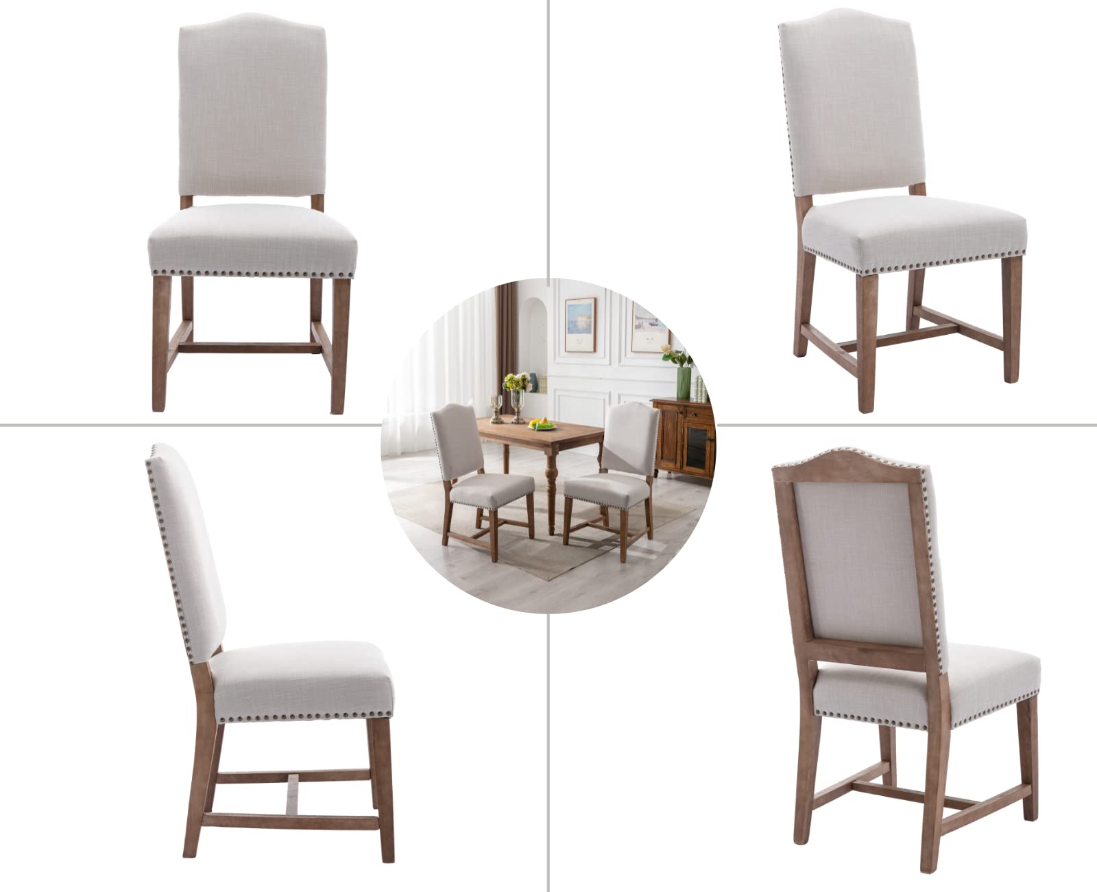 EALSON Farmhouse Nailhead Trim Dining Chairs Set of 2 - 1845