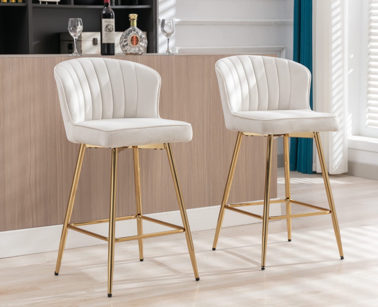 CIMOTA Modern Upholstered Counter Height Bar Stools Set of 2 - 8684