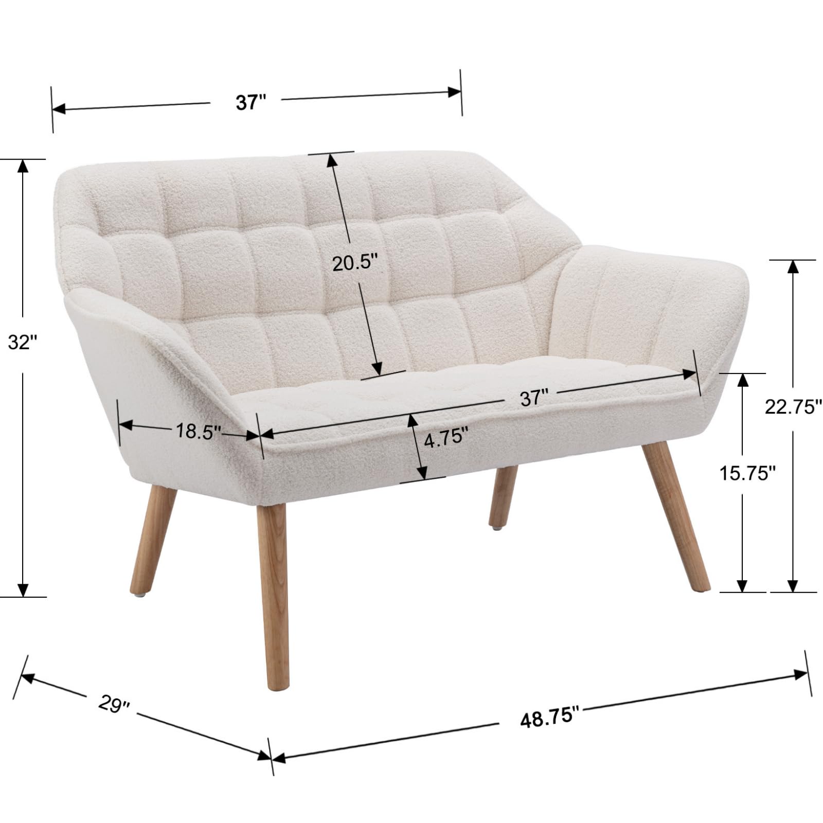 ROCITY 48" Modern Velvet Small Loveseat Sofa - 8904