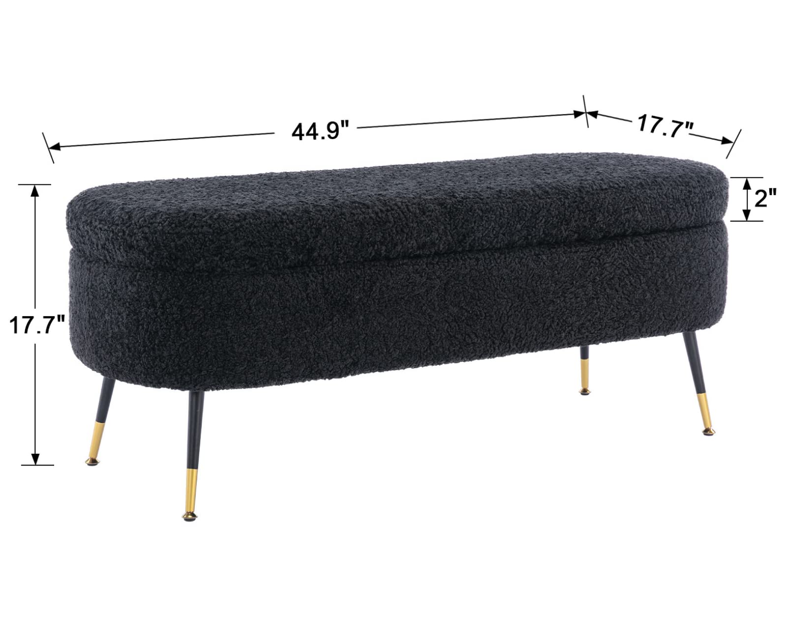 EALSON Modern Sherpa Storage Ottoman Storage Bench with Metal Legs