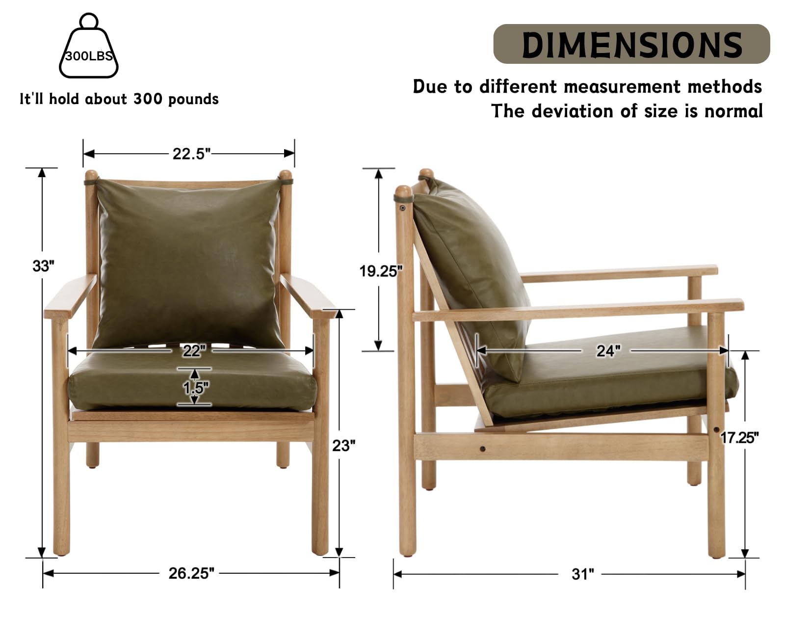 CIMOTA  Modern Leather Living Room Accent Chairs 1 Piece - 32401