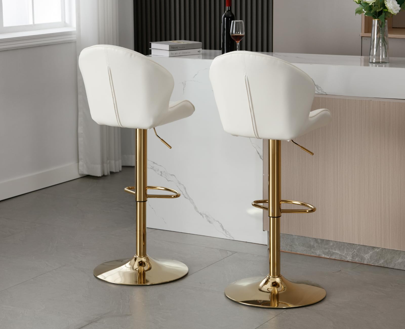 EALSON Modern Adjustable Velvet Swivel Bar Stools Set of 2