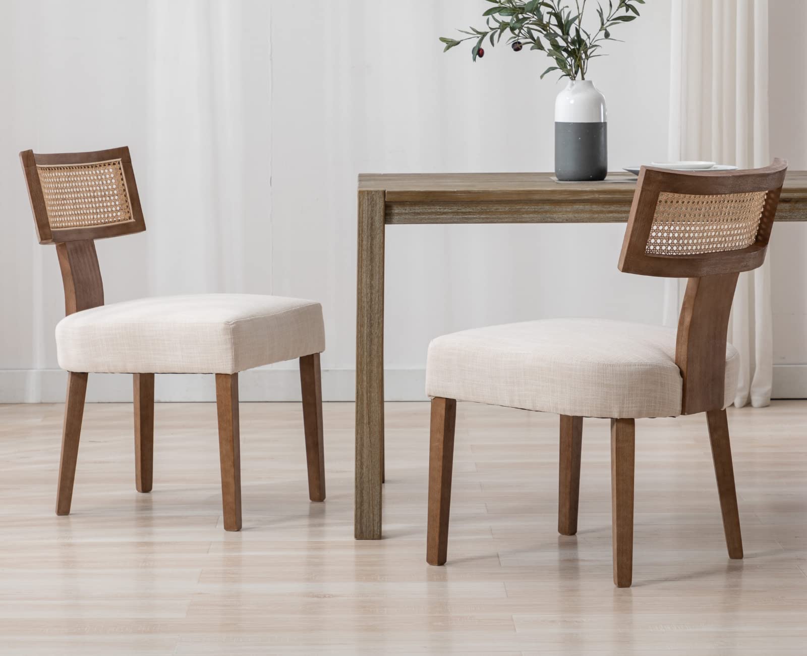 EALSON Farmhouse Linen PU Modern Dining Chairs Set of 2 - 1918