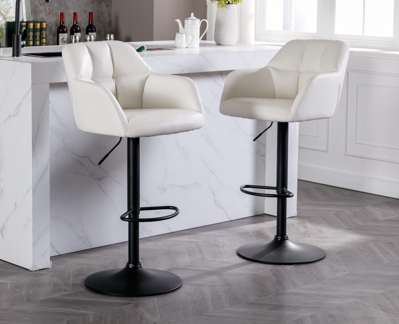 EALSON Modern Leather Velvet Swivel Bar Stools Set of 2 - 5117