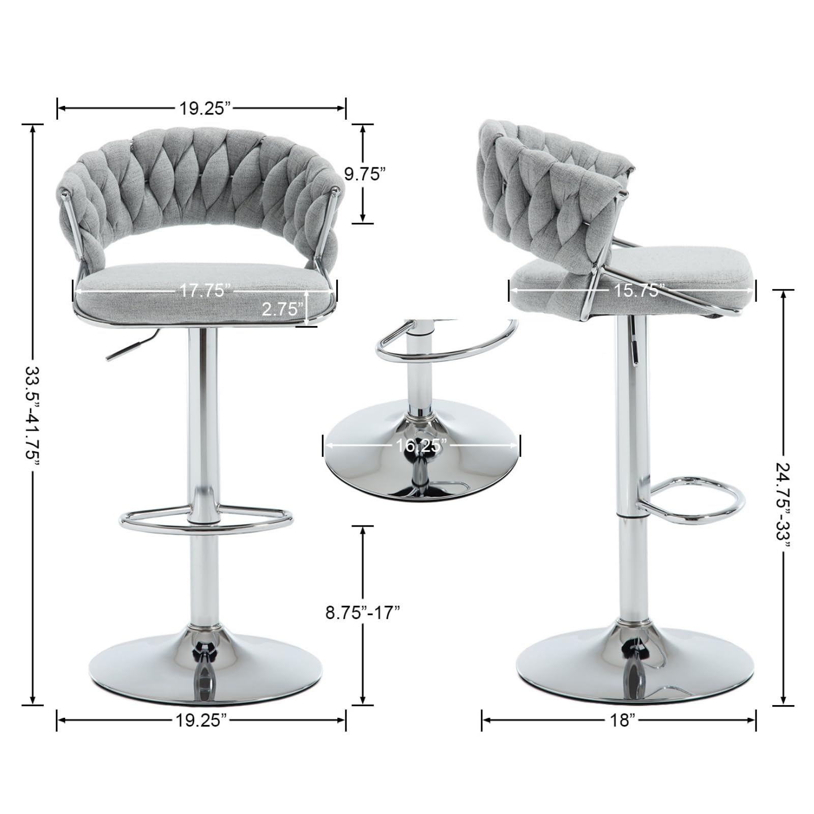 CHICAURA Woven Swivel Bar Stools Set of 2 - 1560AB