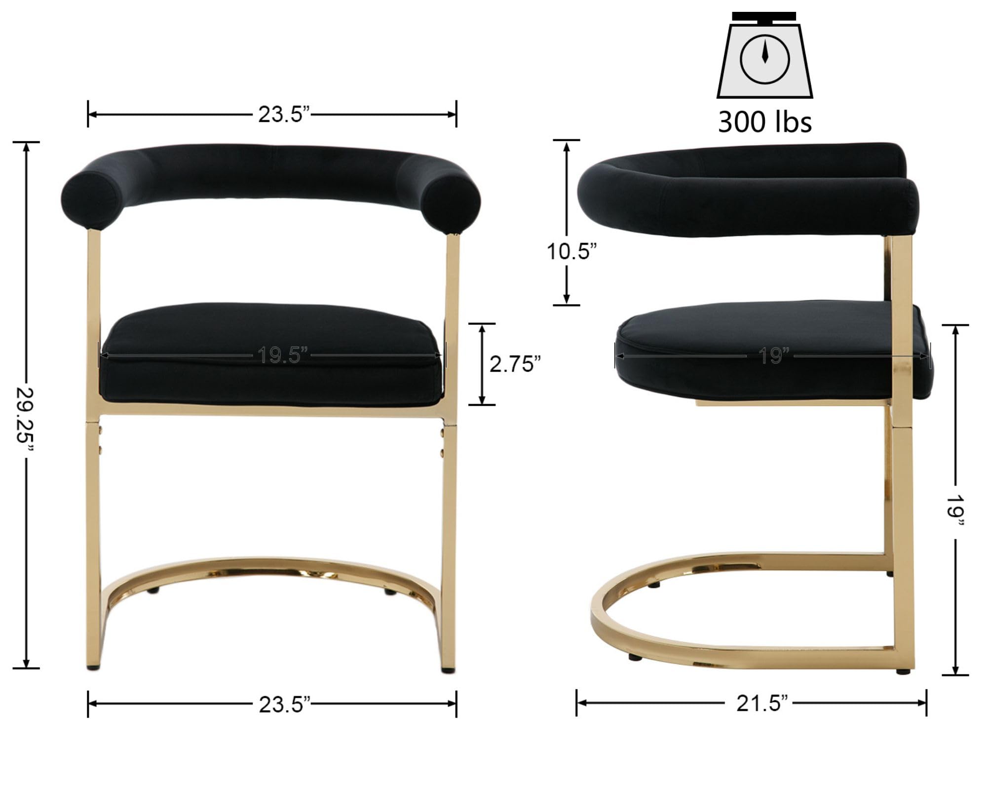 ZH4YOU Barrel Open Back Upholstered Dining Chairs Set of 2 - X405