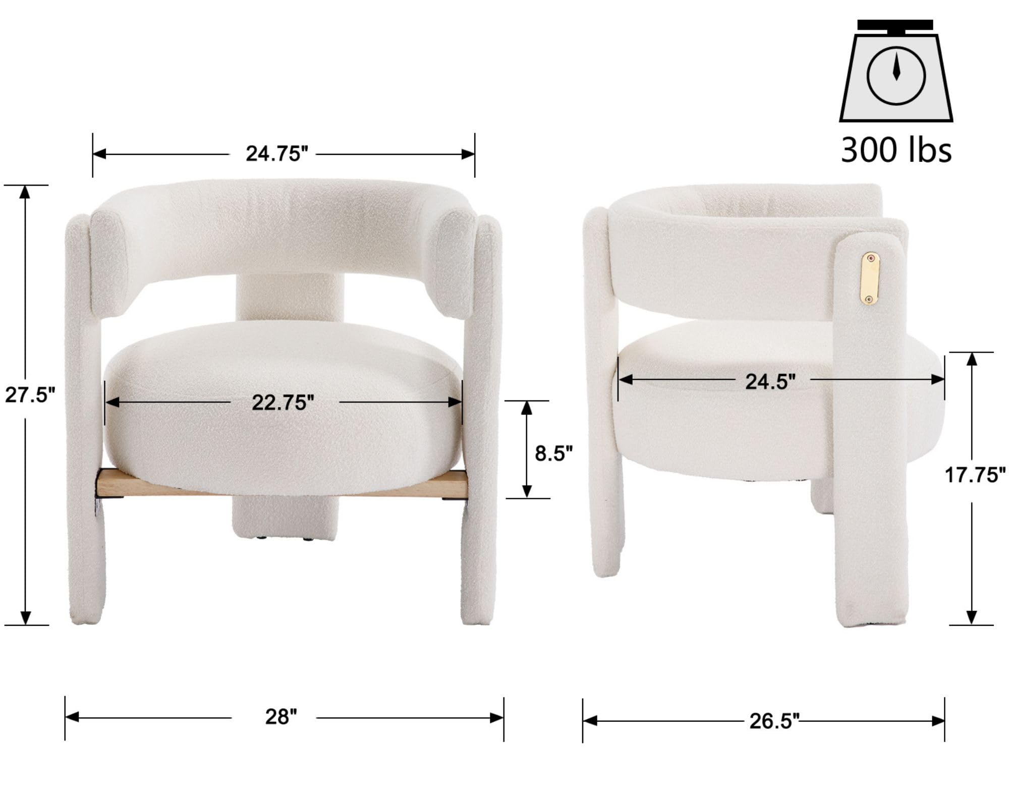 VESCASA Barrel Open-Back Accent Chair 1PCS - 3974