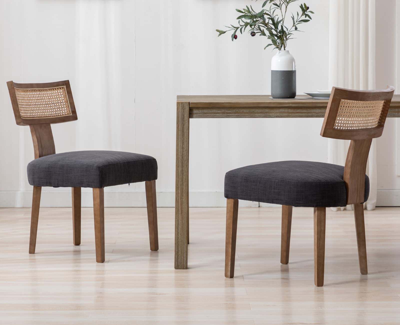 EALSON Farmhouse Linen PU Modern Dining Chairs Set of 2 - 1918