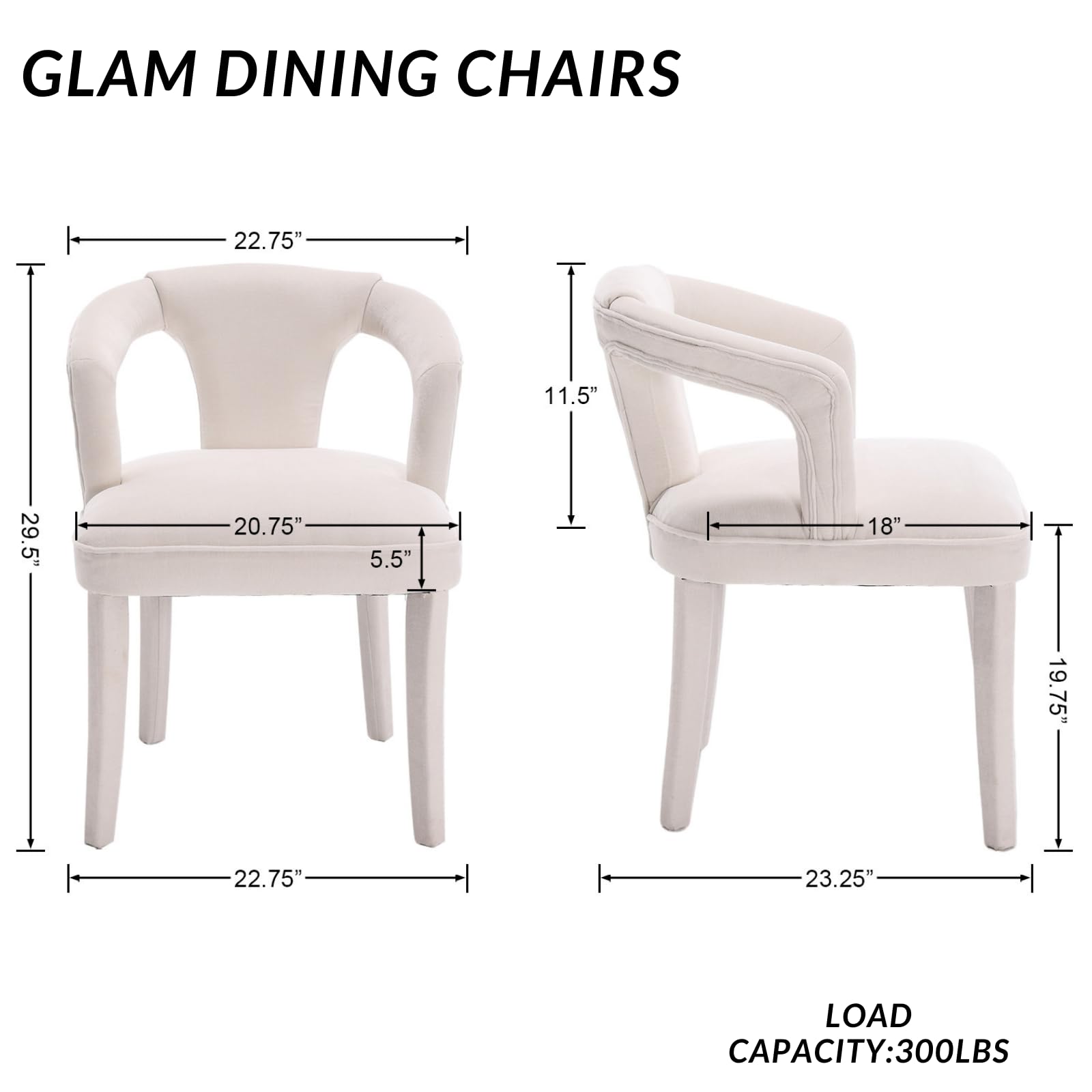 ROCITY Chenille Dining Room Chairs Set of 2 - 10030