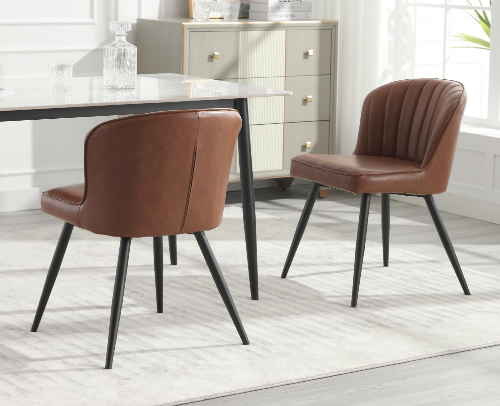 EALSON Modern Velvet Dining Chairs with Metal Legs Set of 2 - 8696