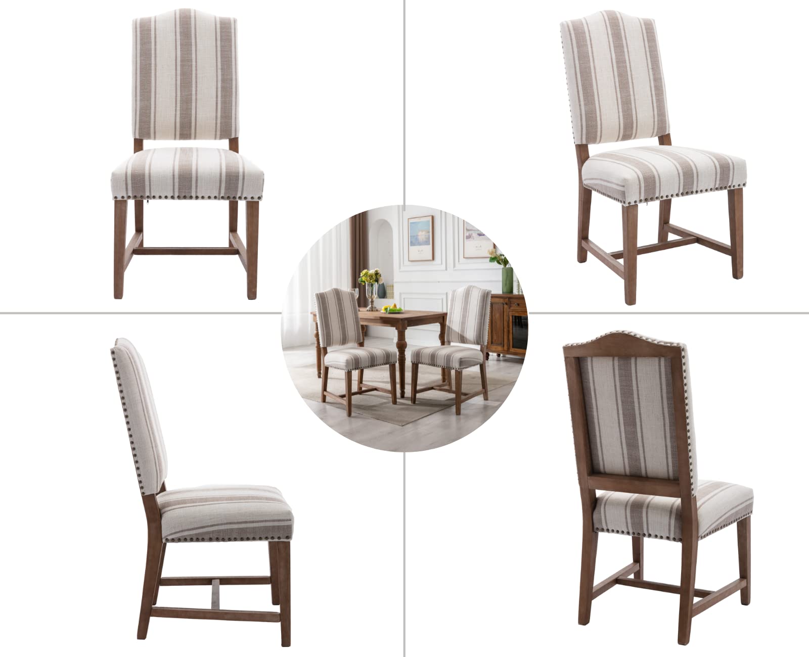 EALSON Farmhouse Nailhead Trim Dining Chairs Set of 2 - 1845