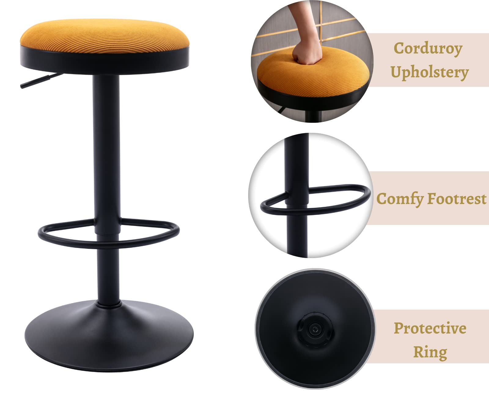 CIMOTA Modern Adjustable Swivel Backless Bar Stools 1 Piece - 90117