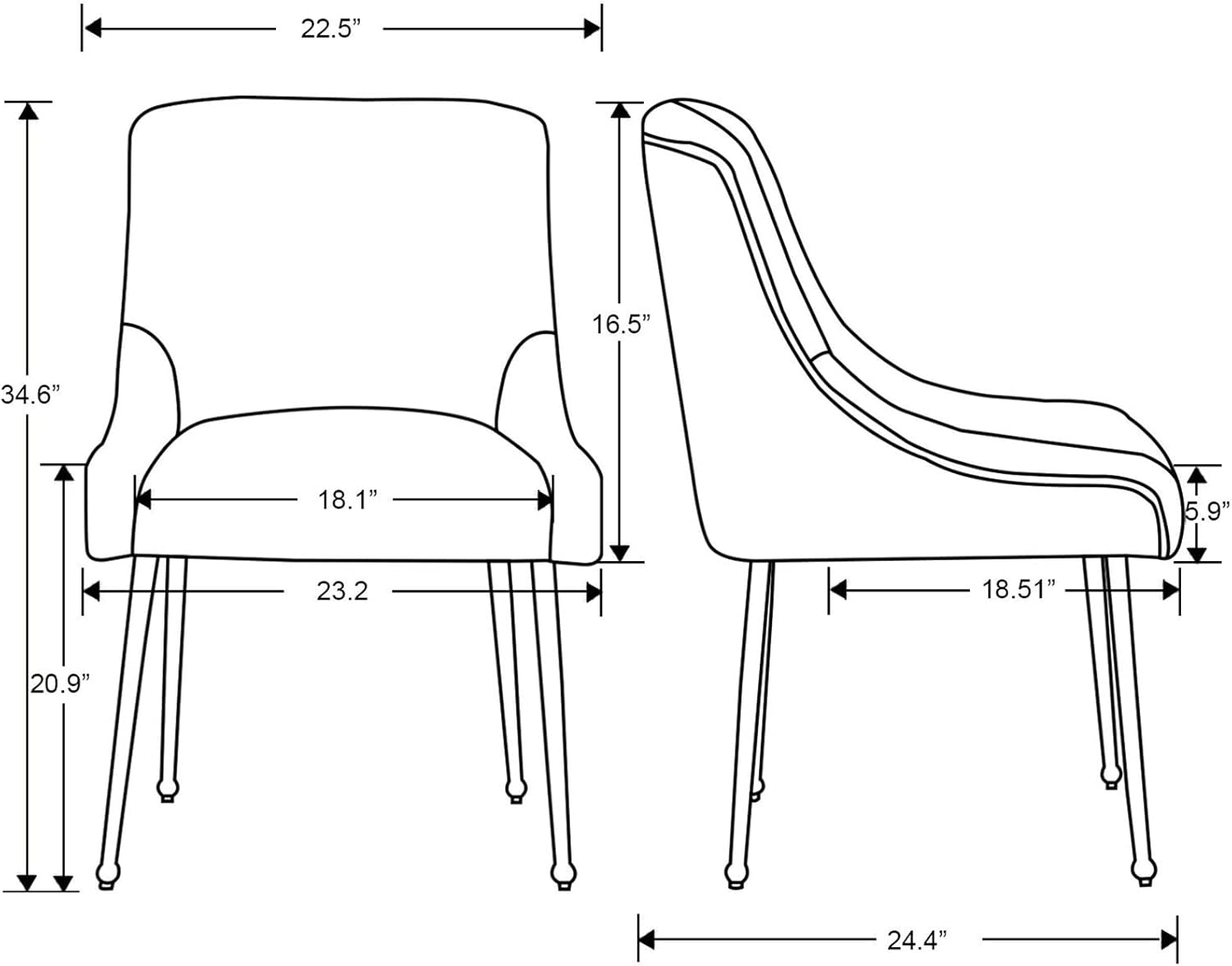 CHICAURA Modern Velvet Upholstered Accent Chairs Dining Room Chairs Set of 2 - 1469