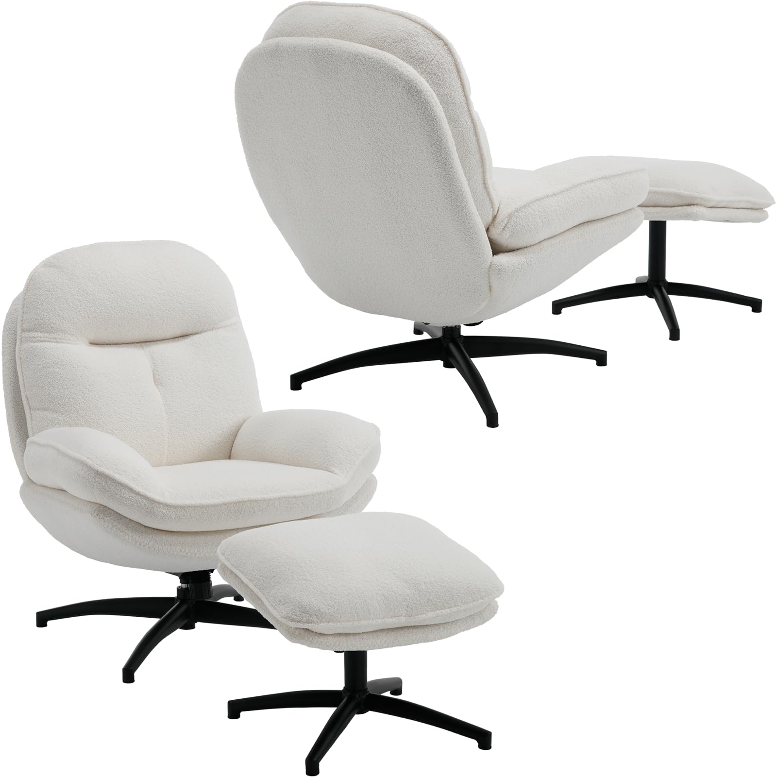 Janoray 360° Swivel Accent Chair with Ottoman Set