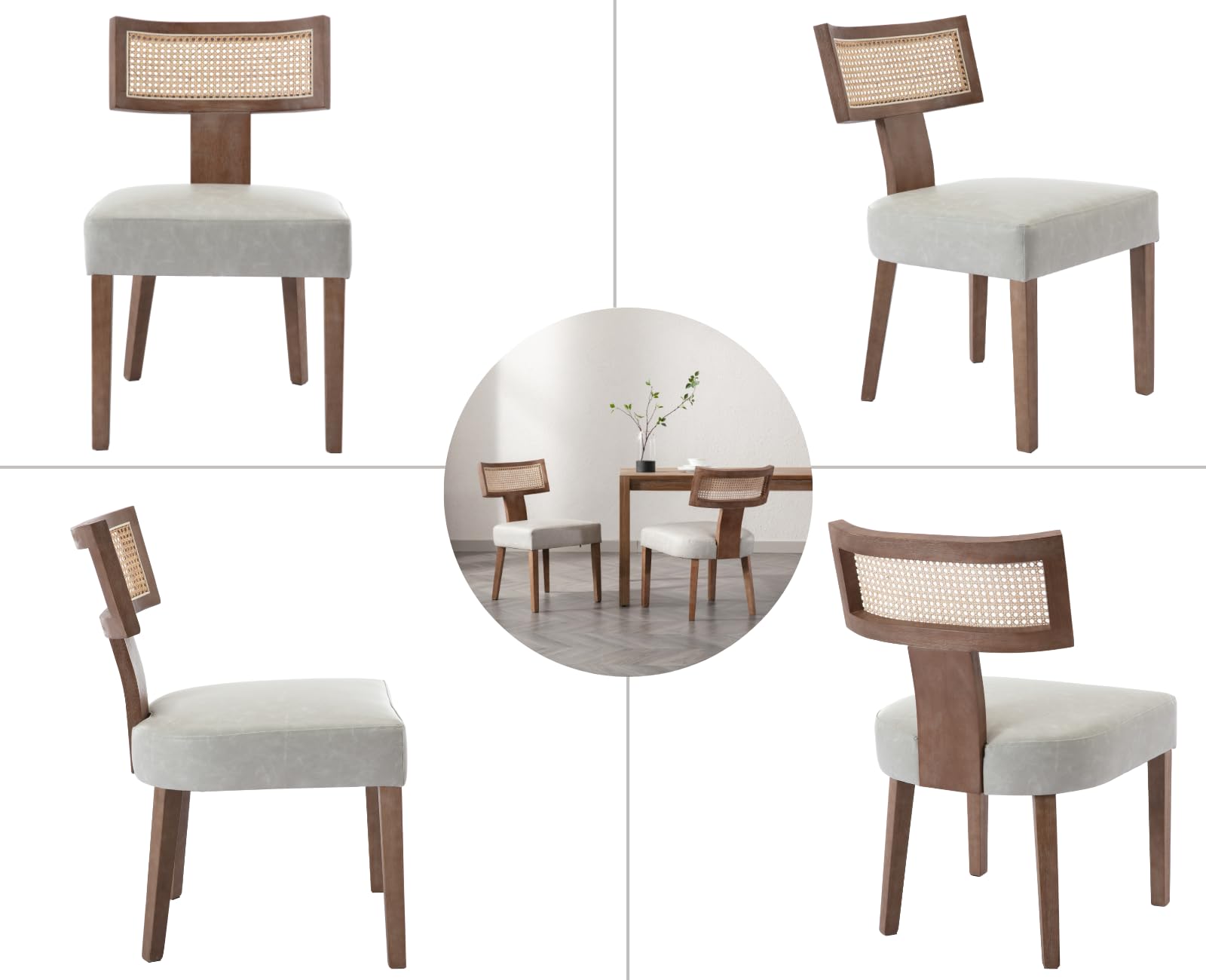 EALSON Farmhouse Linen PU Modern Dining Chairs Set of 2 - 1918