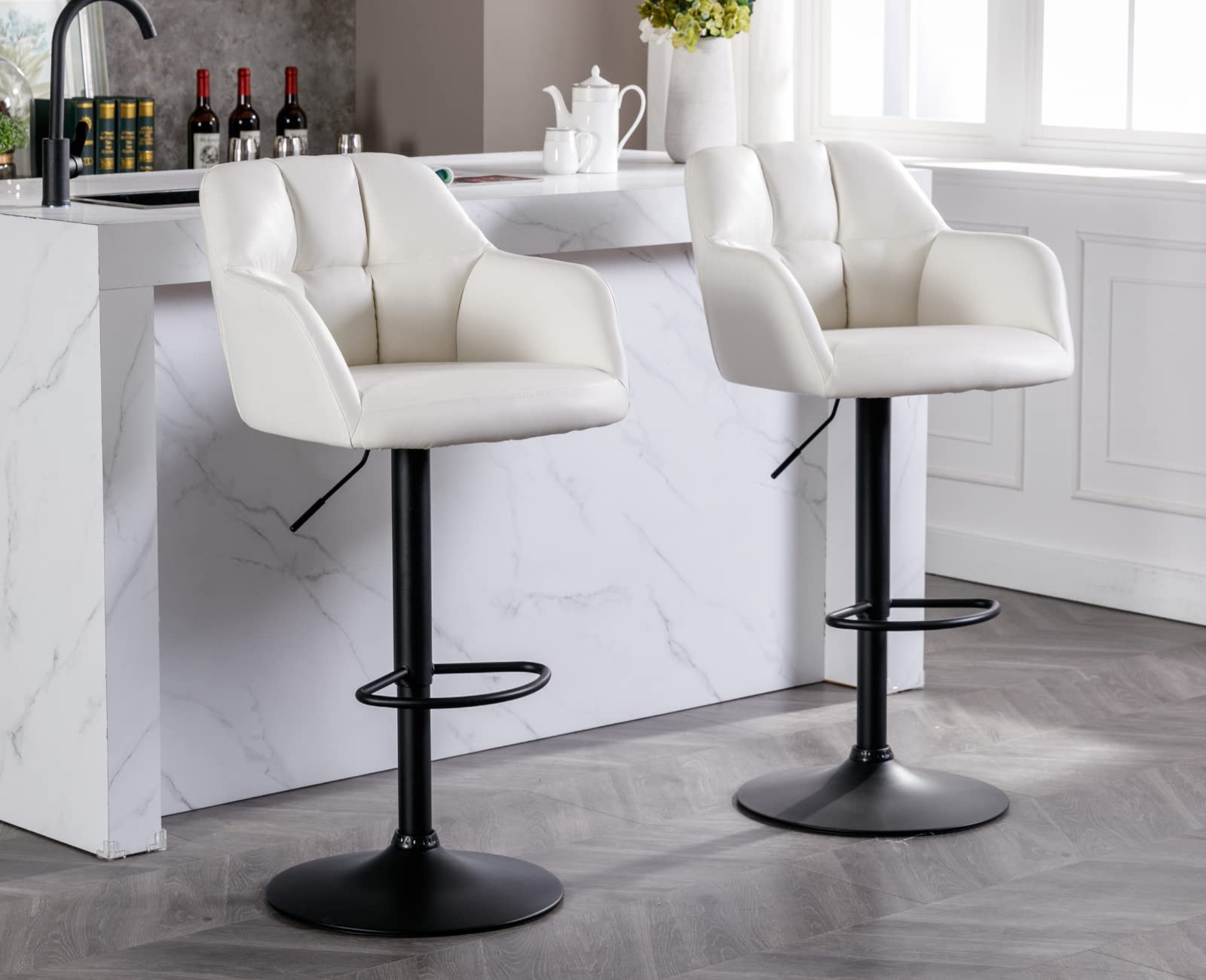 EALSON Modern Leather Velvet Swivel Bar Stools Set of 2 - 5117