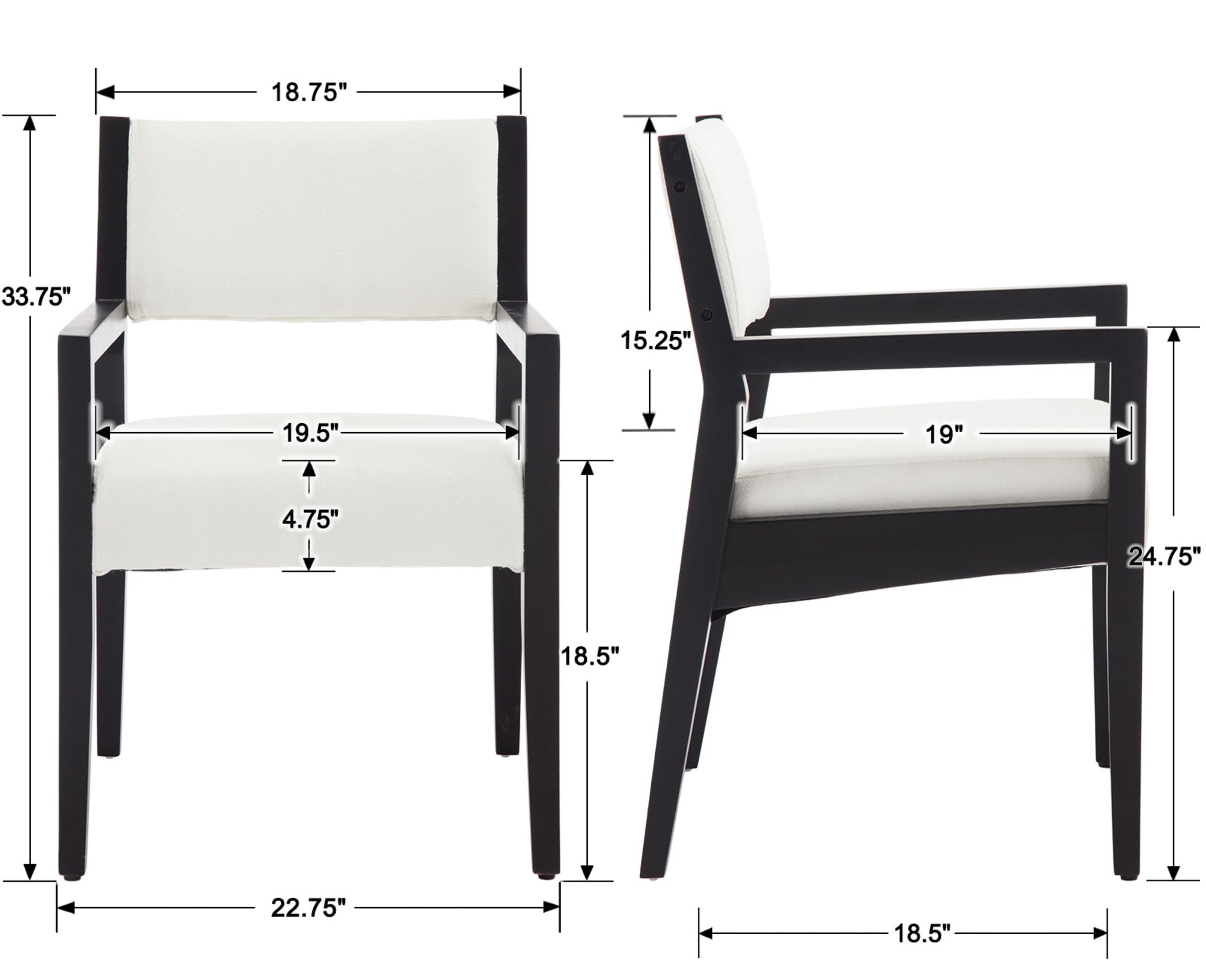 EALSON Hardwood Upholstered Dining Arm Chairs Set of 2 - 1527