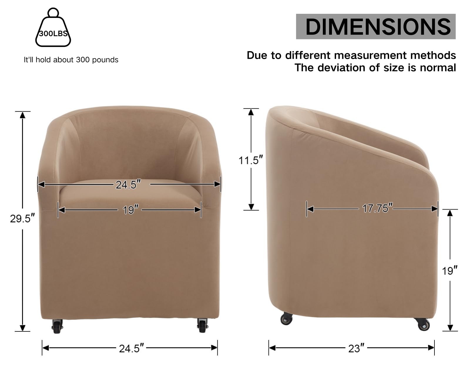 CIMOTA Modern Accent Barrel Dining Chairs with Swivel Casters 1 Piece - X297