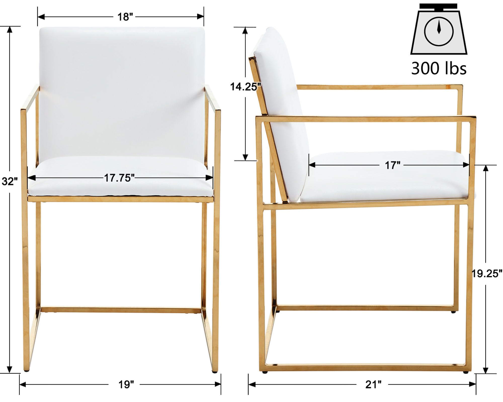 VESCASA Modern Linen Dining Chairs with Rectangle Legs Set of 2 - 22226