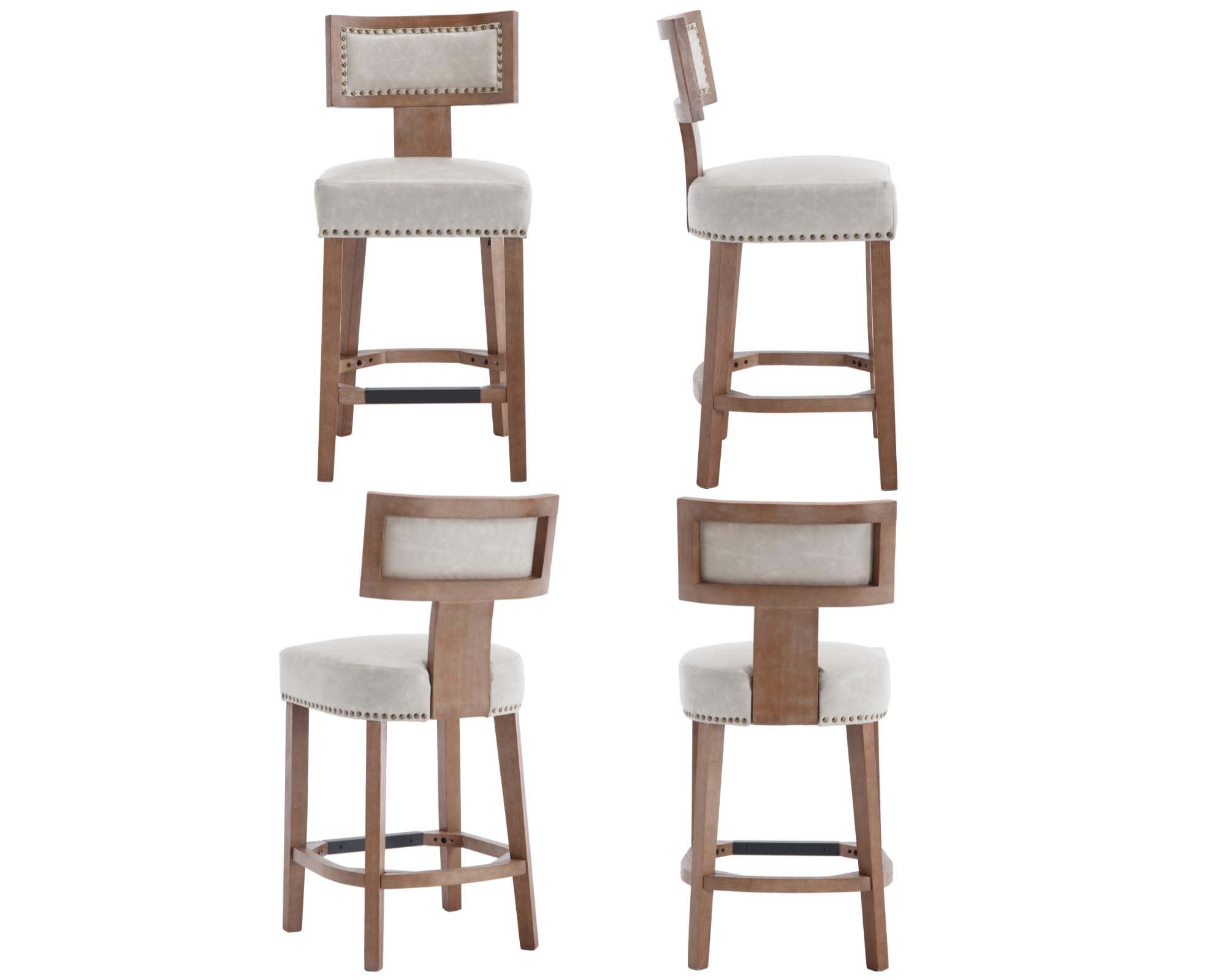 VESCASA 26.75"H Natural Wood Legs Counter Height Stools Set of 2 - 5753