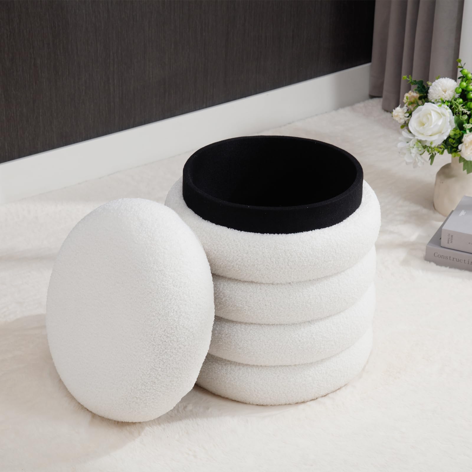 Kmax Modern Upholstered Round Storage Ottoman 1 Piece