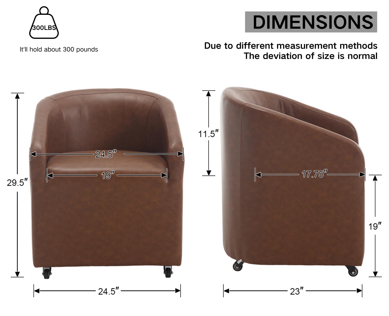 CIMOTA Modern Accent Barrel Dining Chairs with Swivel Casters 1 Piece - X297