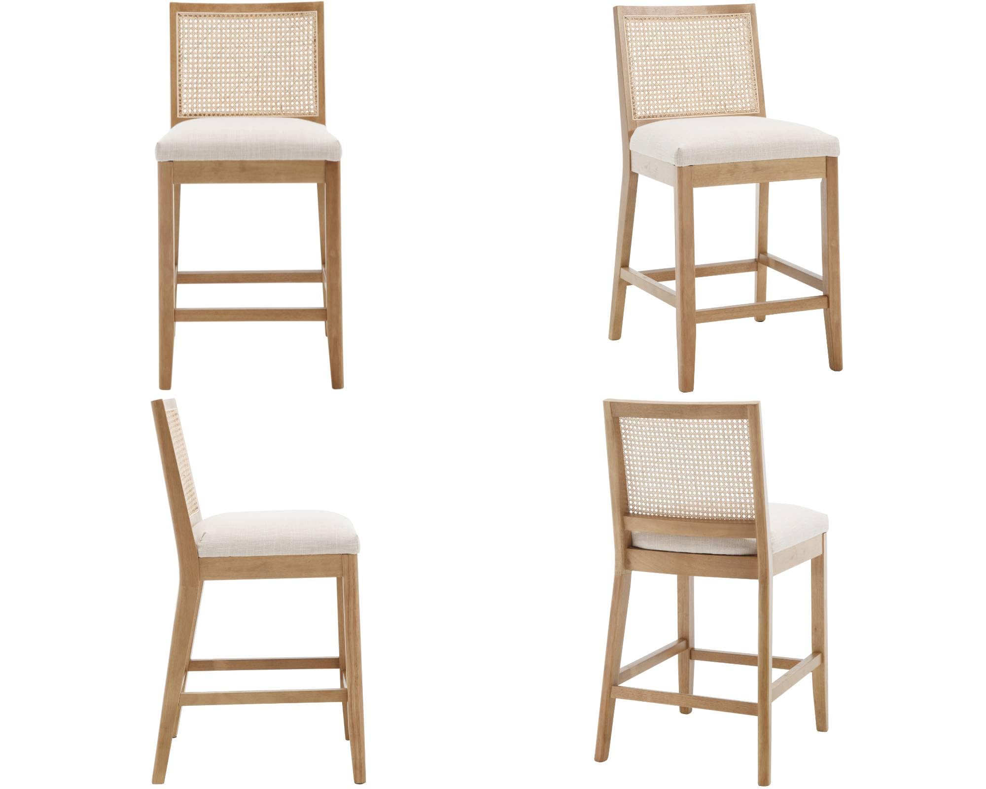 EALSON 26.5" Rattan Back Upholstered Counter Stools Set of 2 - 5802