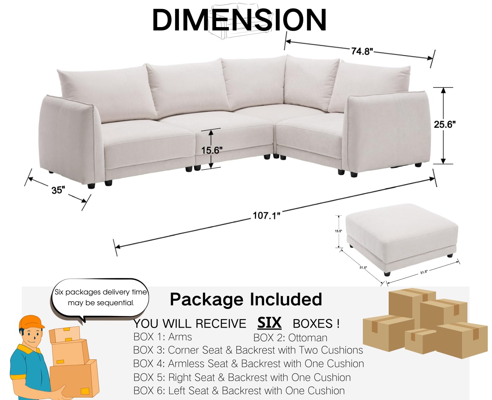 CIMOTA Oversized Cloud Modular Sectional Sofa