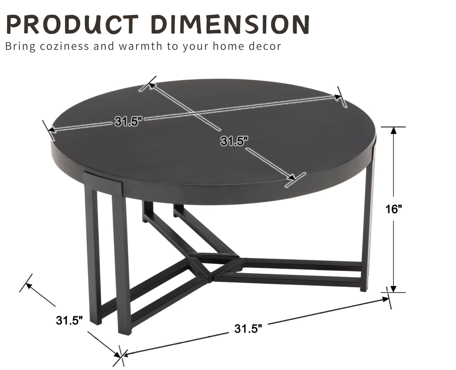 ROCITY 31.5''  Round Natural Wooden Small Circle Coffee Table - 22743