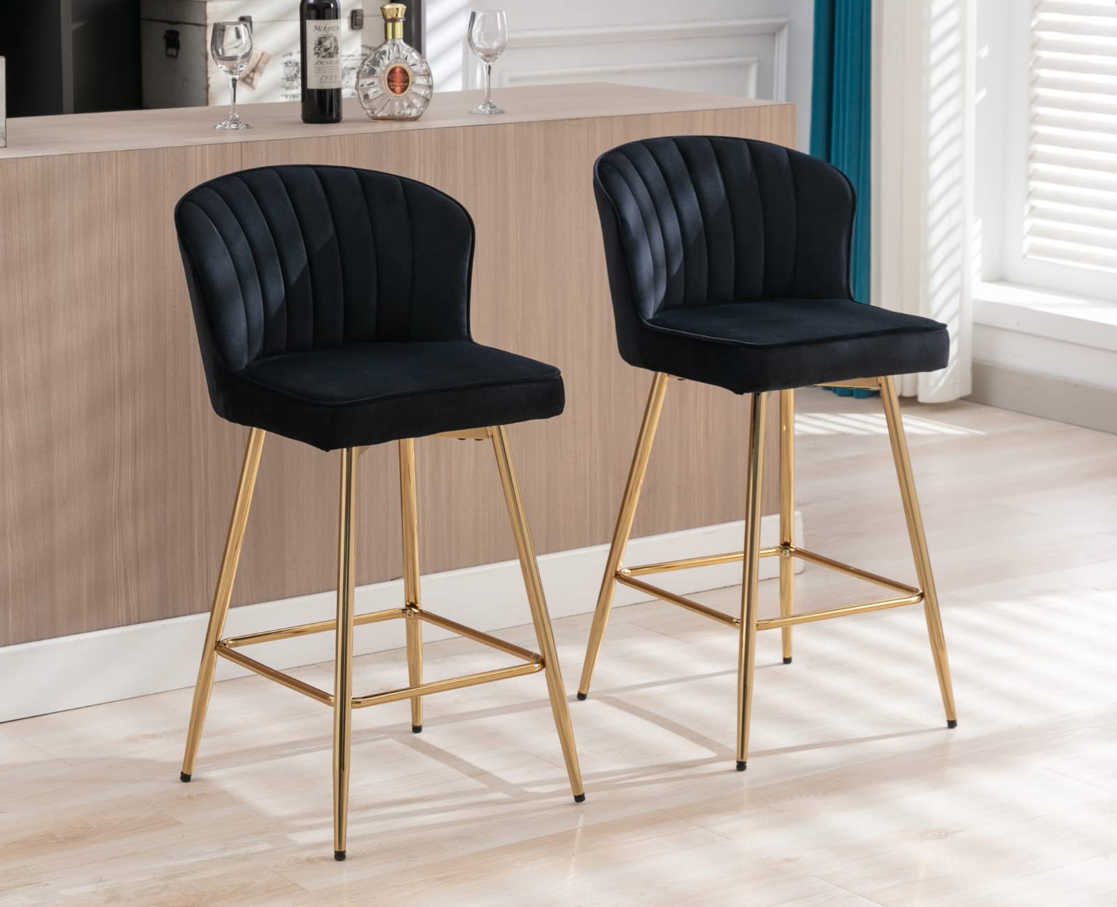 CIMOTA Modern Upholstered Counter Height Bar Stools Set of 2 - 8684