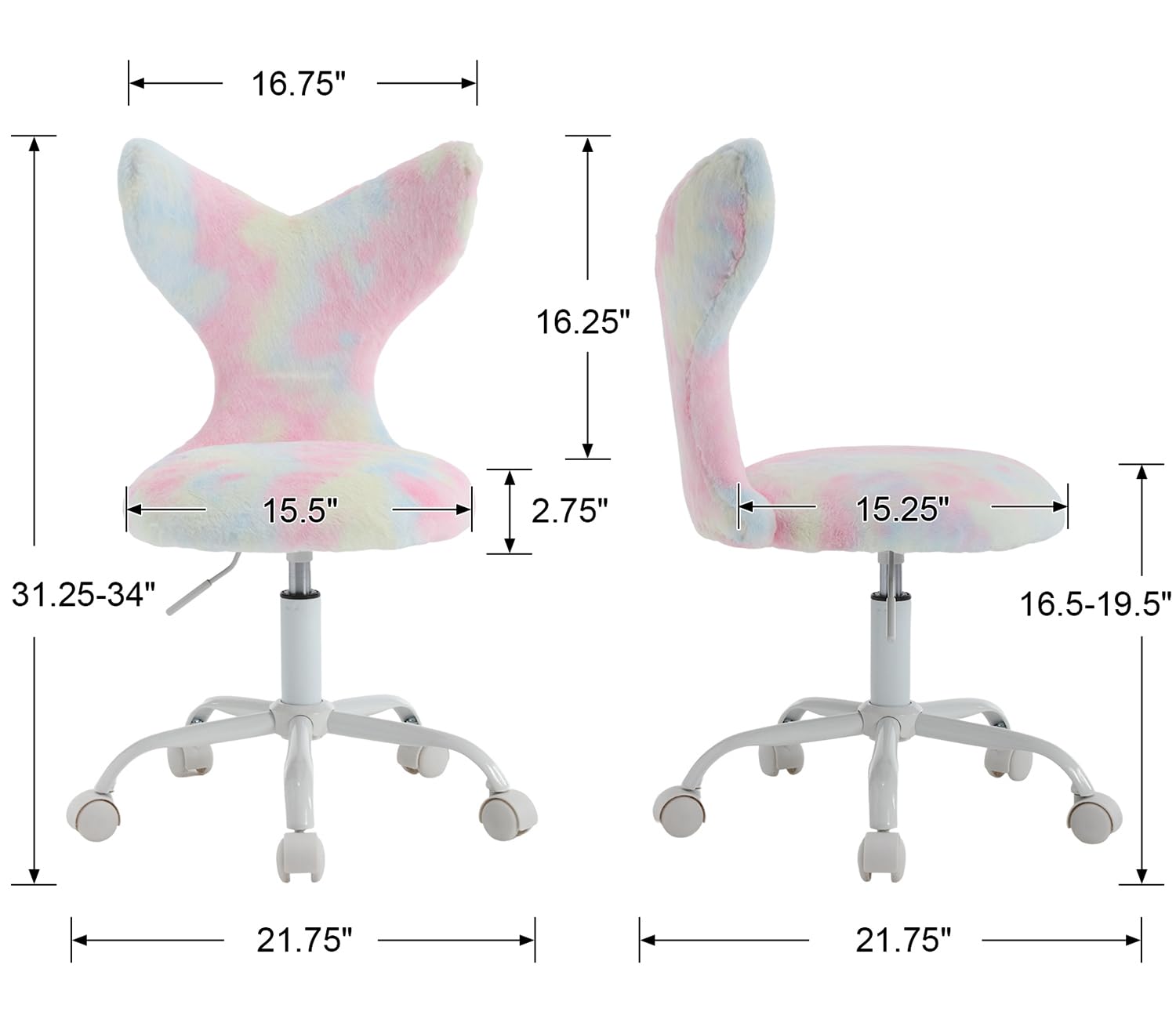 ZH4YOU Adjustable Swivel Mermaid Back Cute Kids Desk Chair 1 Piece - 1722