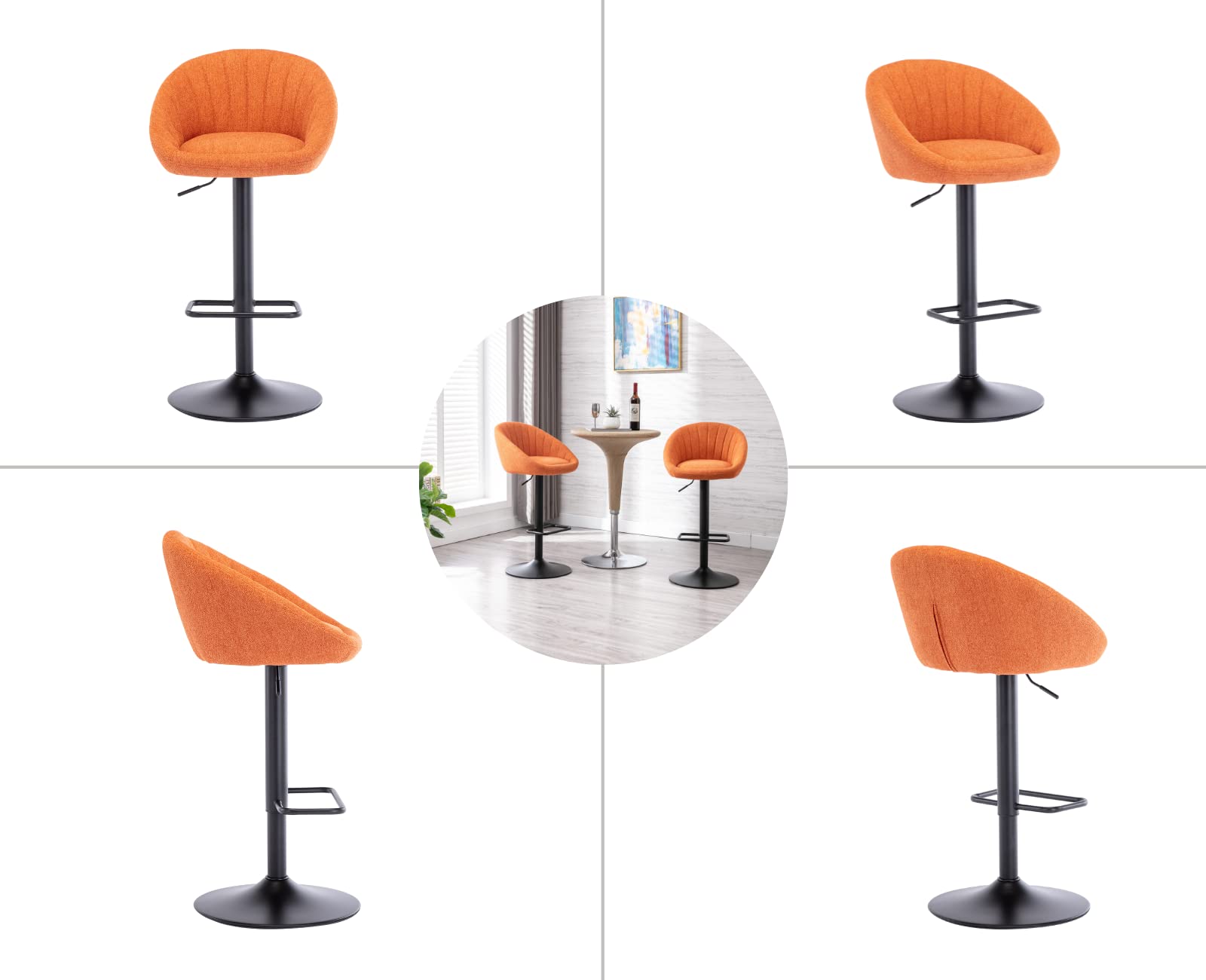 EALSON Modern Adjustable Swivel Bar Stools with Low Back Set of 2