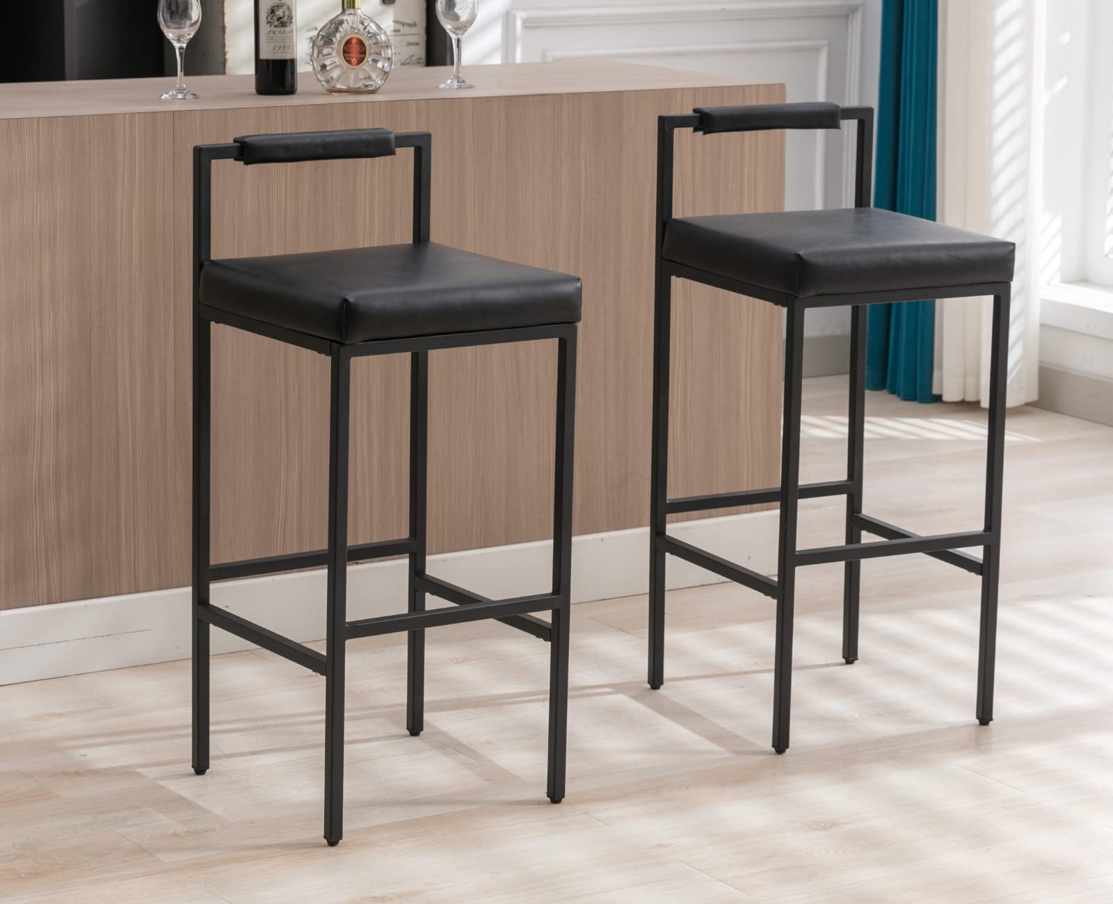 EALSON Modern Low Back Linen Upholstered Bar Stools Set of 2 - 8674