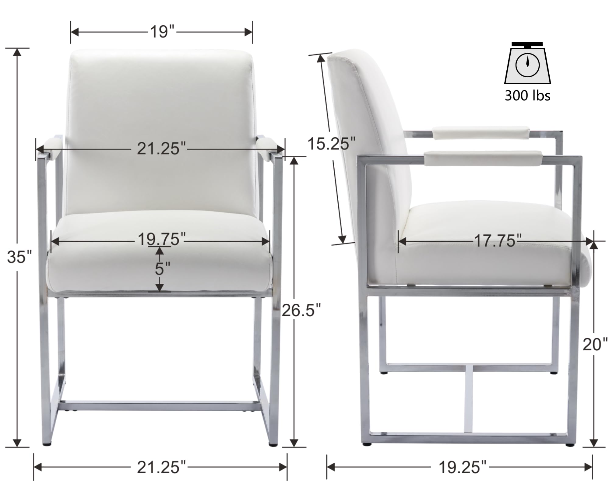 VESCASA Modern Upholstered Dining Chairs with Metal Legs Set of 2 - 5104