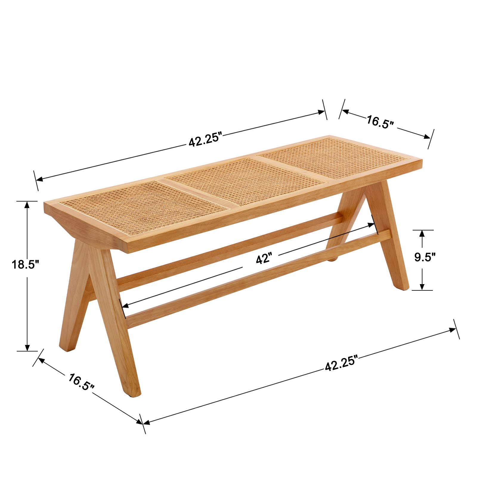 CHICAURA 42 Inch Farmhouse Woven Dining Bench - 2545