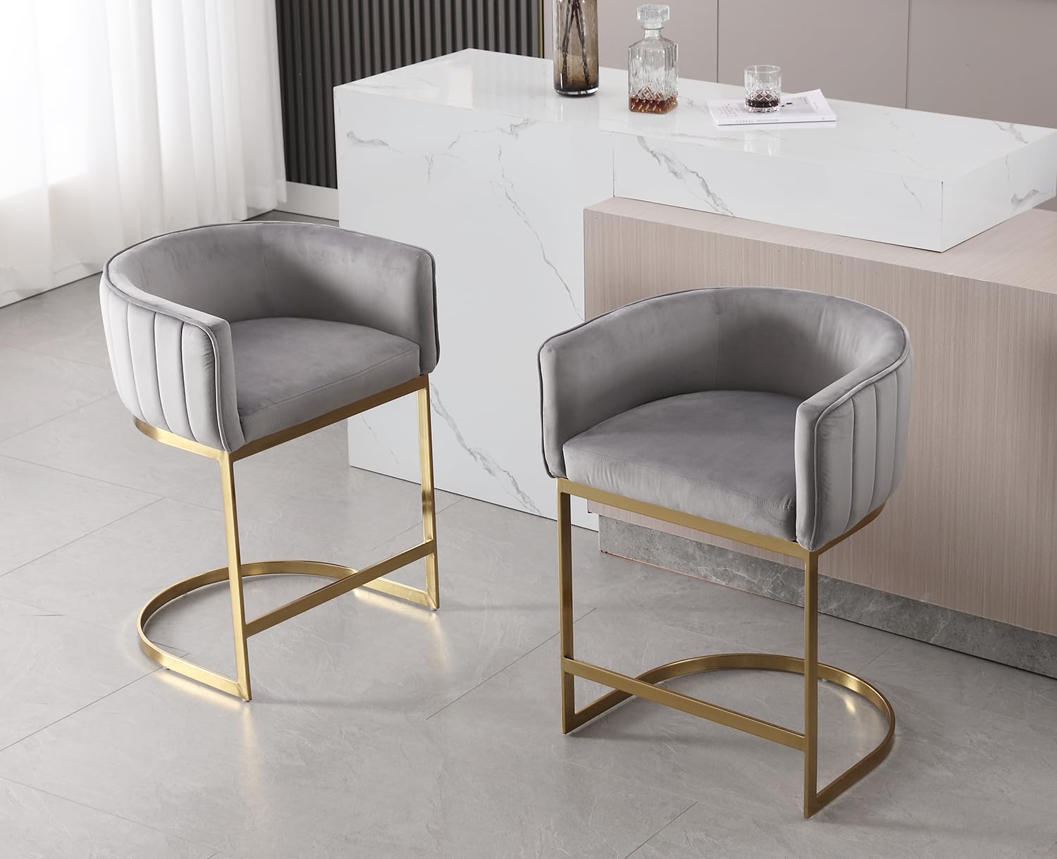 Kmax Modern Velvet Counter Height Bar Stools 1 Piece - 6067