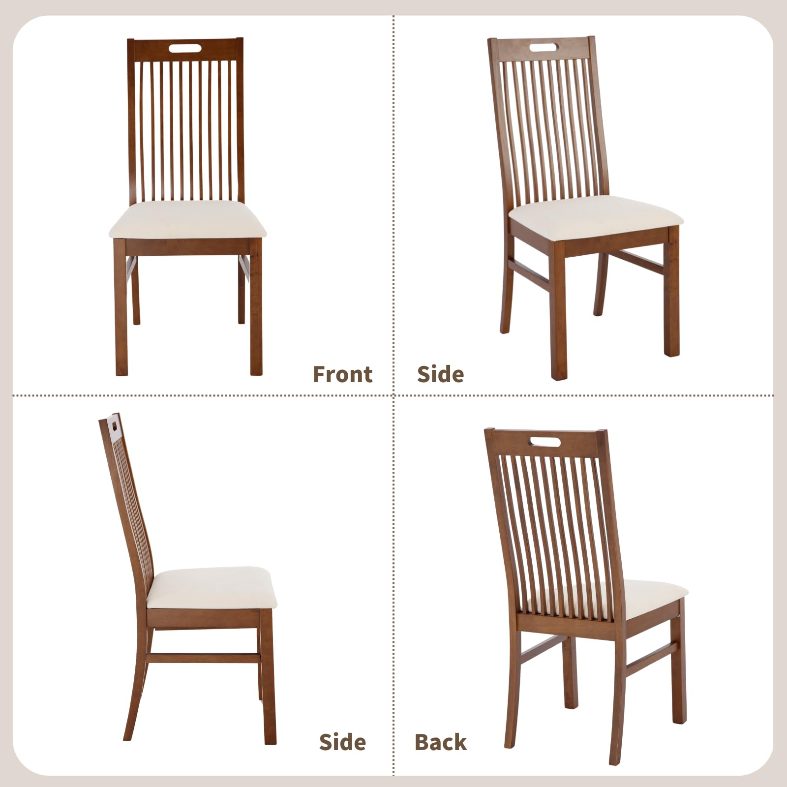 CIMOTA Farmhouse Wooden Walnut Wood Dining Chairs Set of 2 - 8131