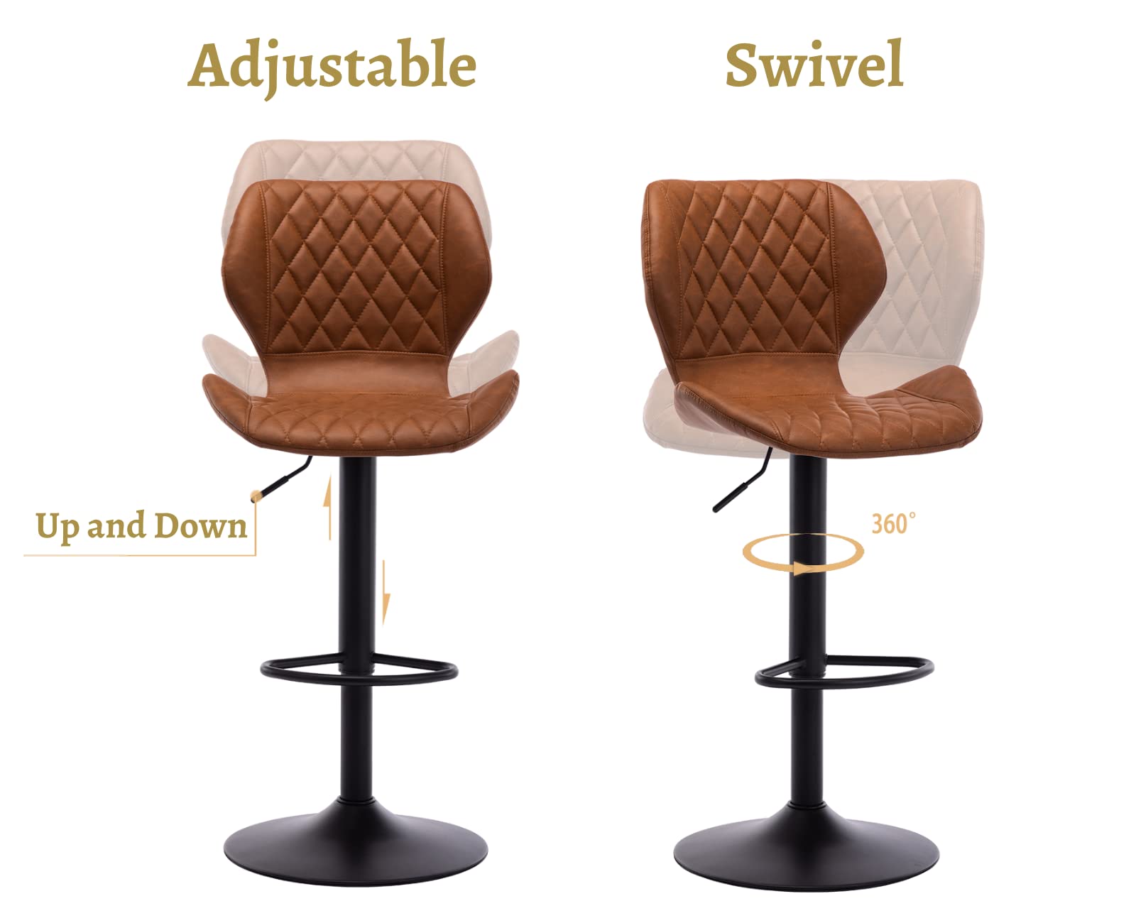 EALSON Adjustable Swivel Velvet Bar Kitchen Island Stools Set of 2