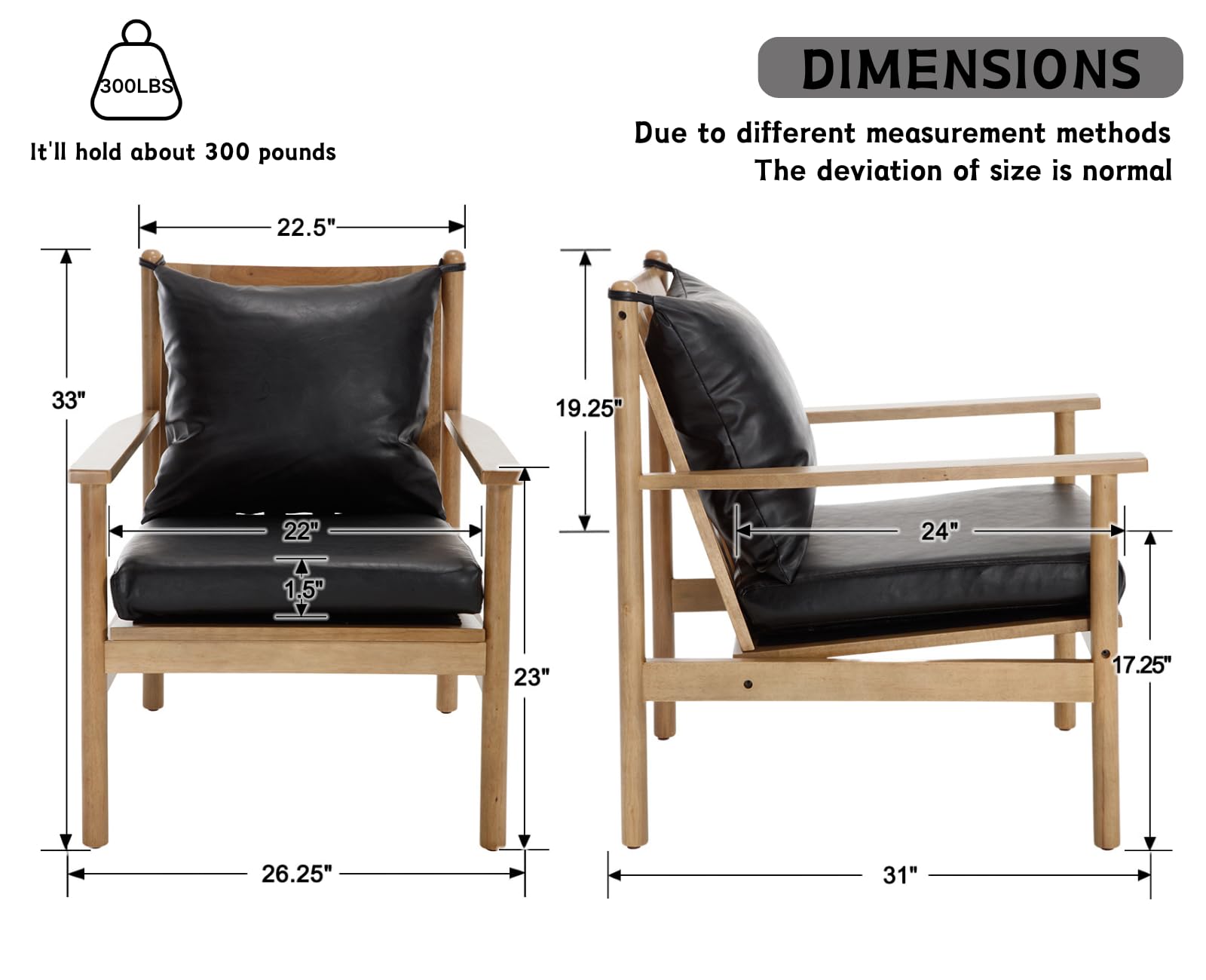 CIMOTA  Modern Leather Living Room Accent Chairs 1 Piece - 32401