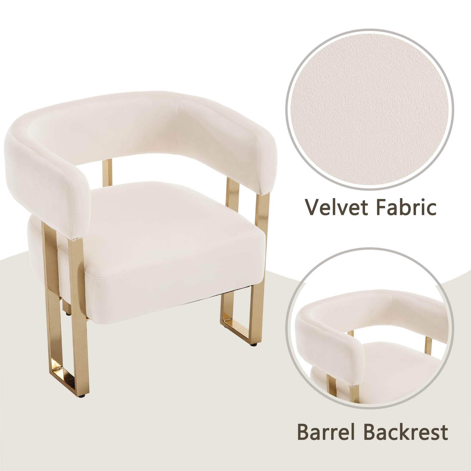 Janoray Modern Barrel Accent Chairs with Gold Metal Legs Set of 2