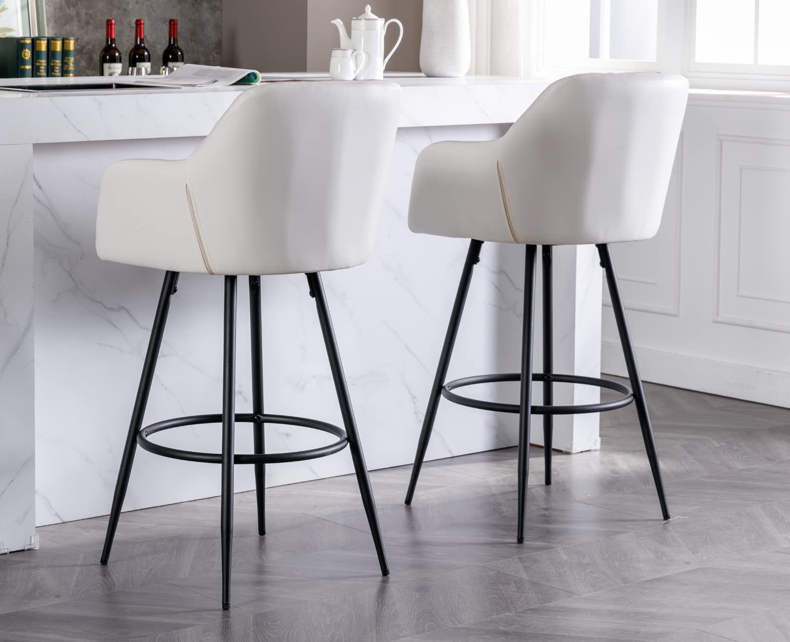 EALSON Modern Leather Velvet Swivel Bar Stools Set of 2 - 5117