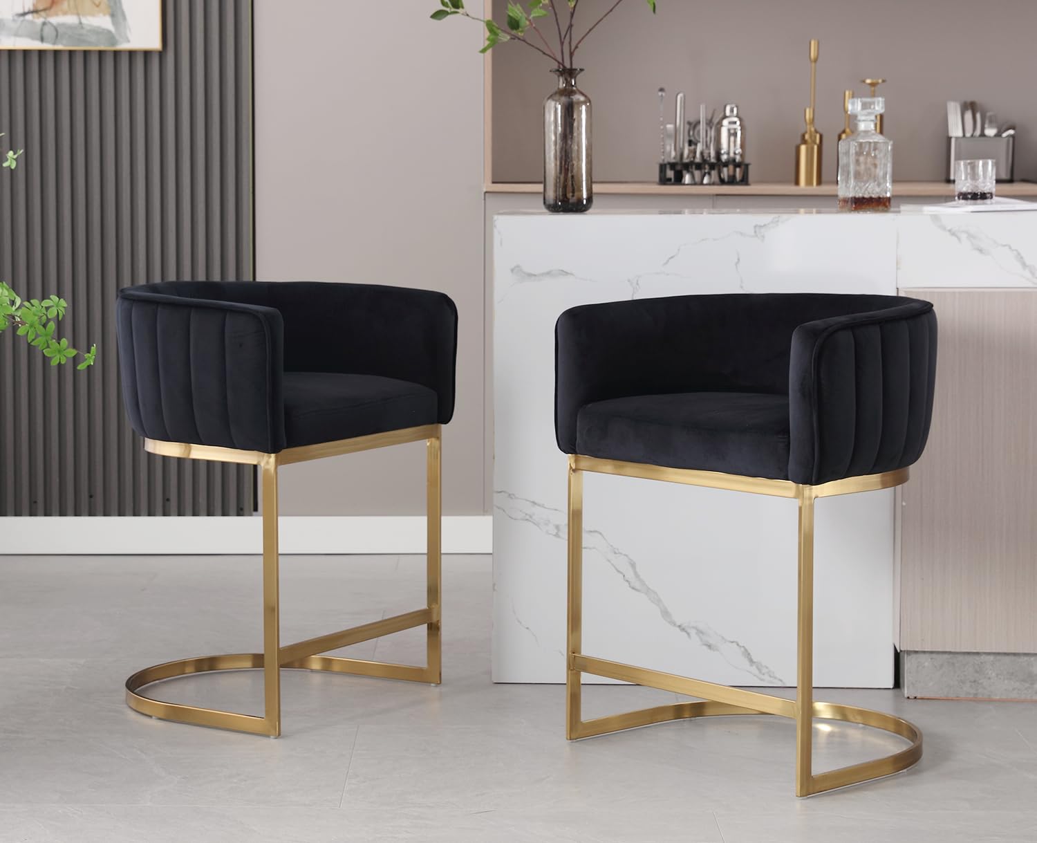 Kmax Modern Velvet Counter Height Bar Stools 1 Piece - 6067