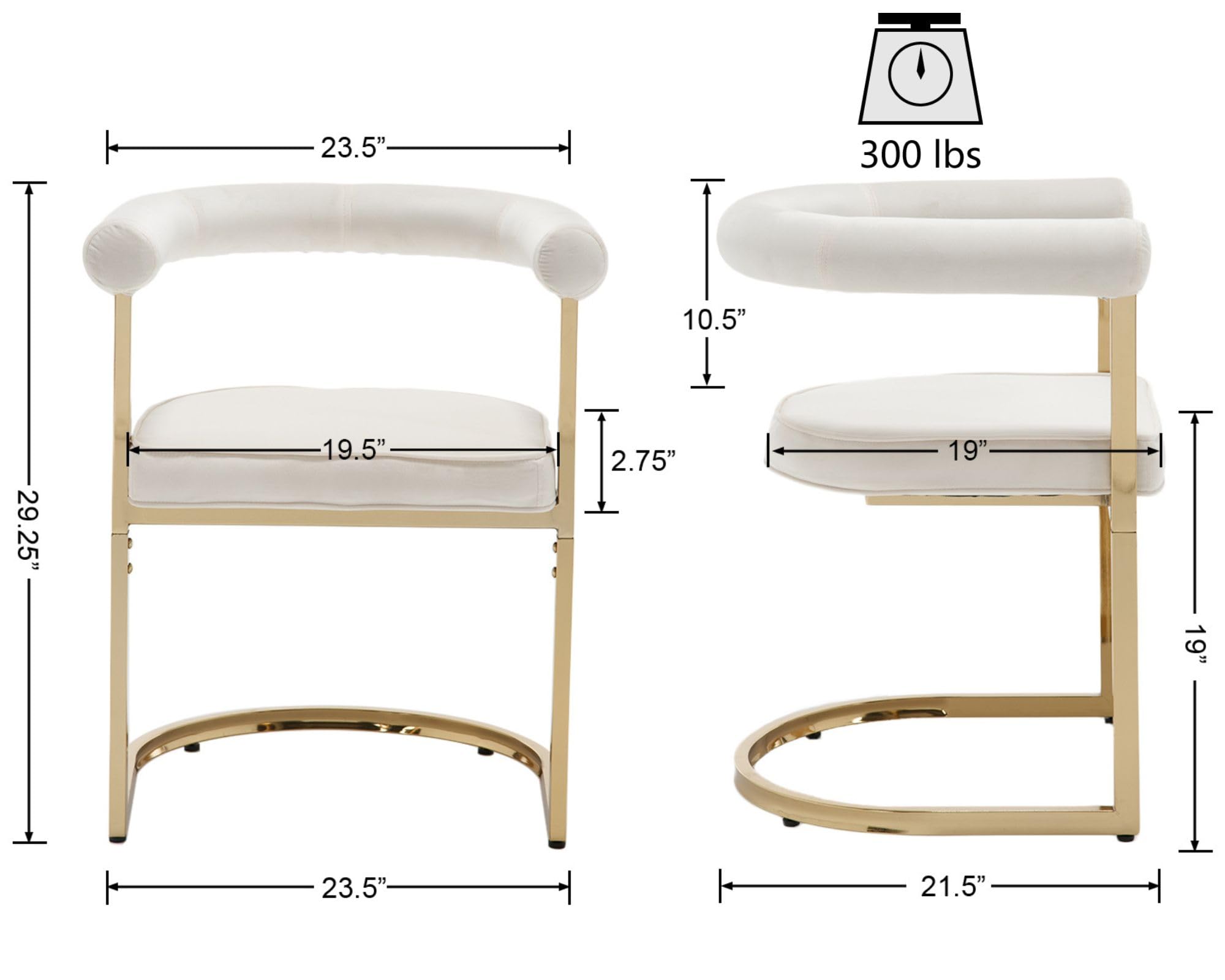 ZH4YOU Barrel Open Back Upholstered Dining Chairs Set of 2 - X405