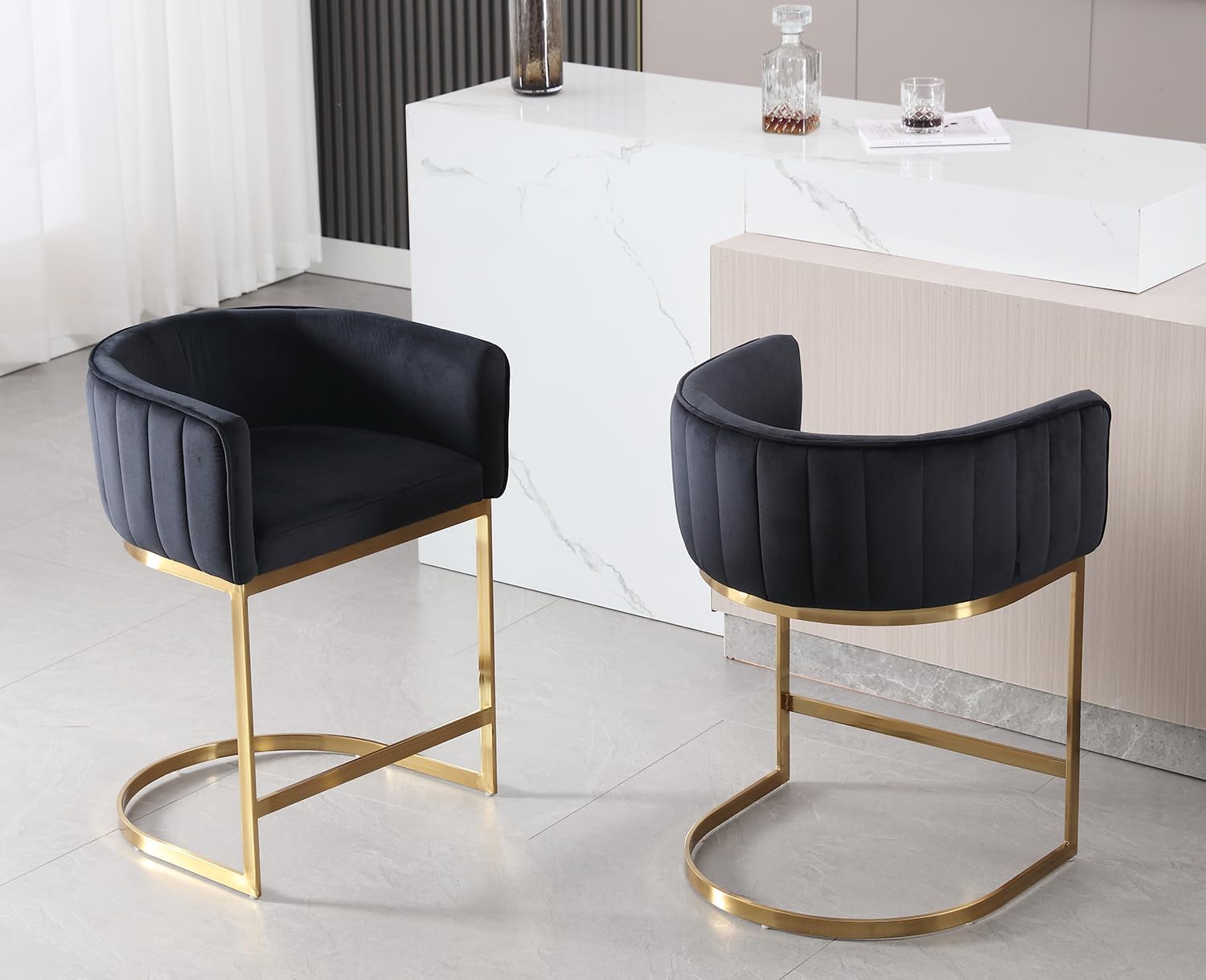 Kmax Modern Velvet Counter Height Bar Stools 1 Piece - 6067