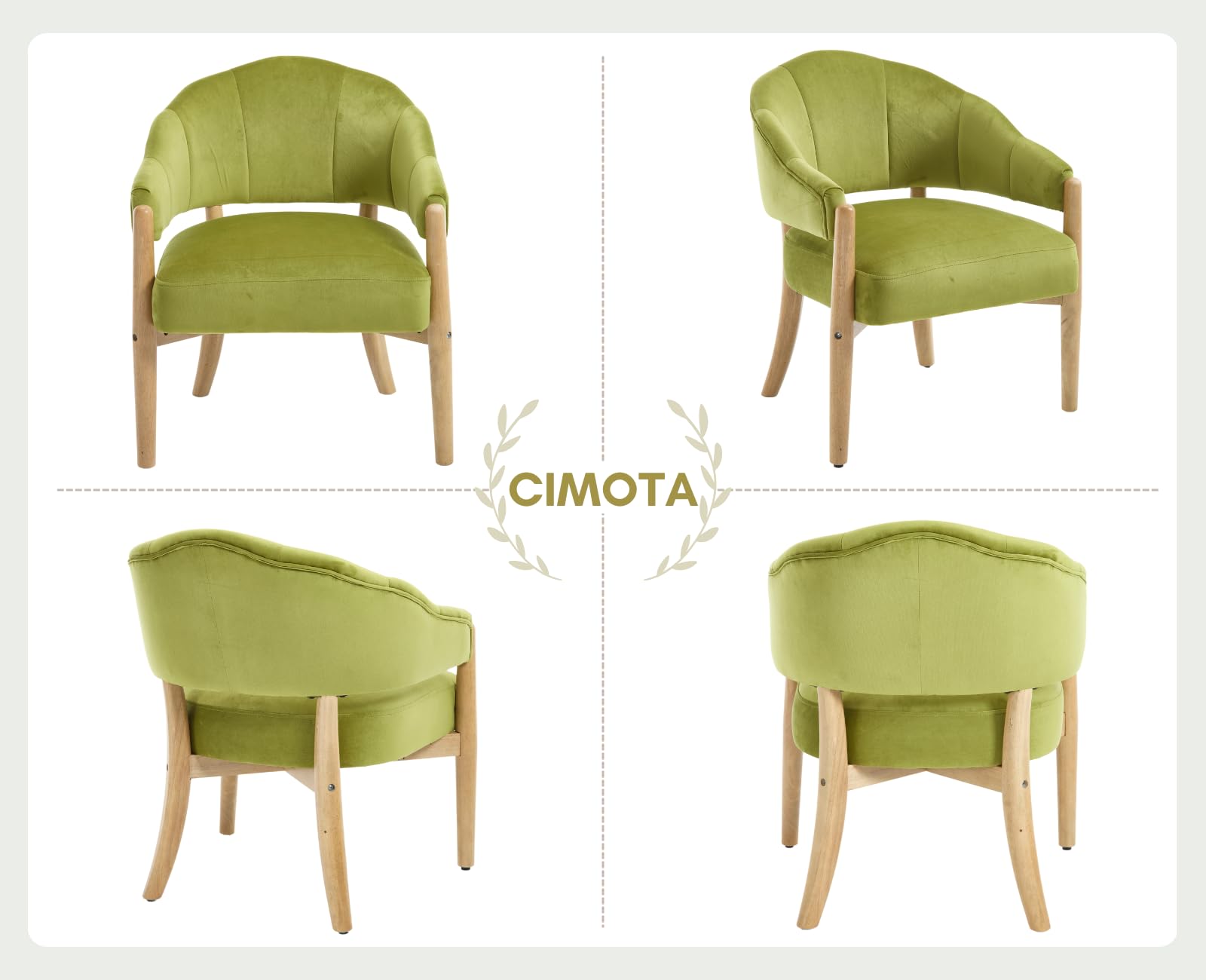 CIMOTA Modern Velvet Barrel Chair Upholstered Armchair 1 PCS - 3990