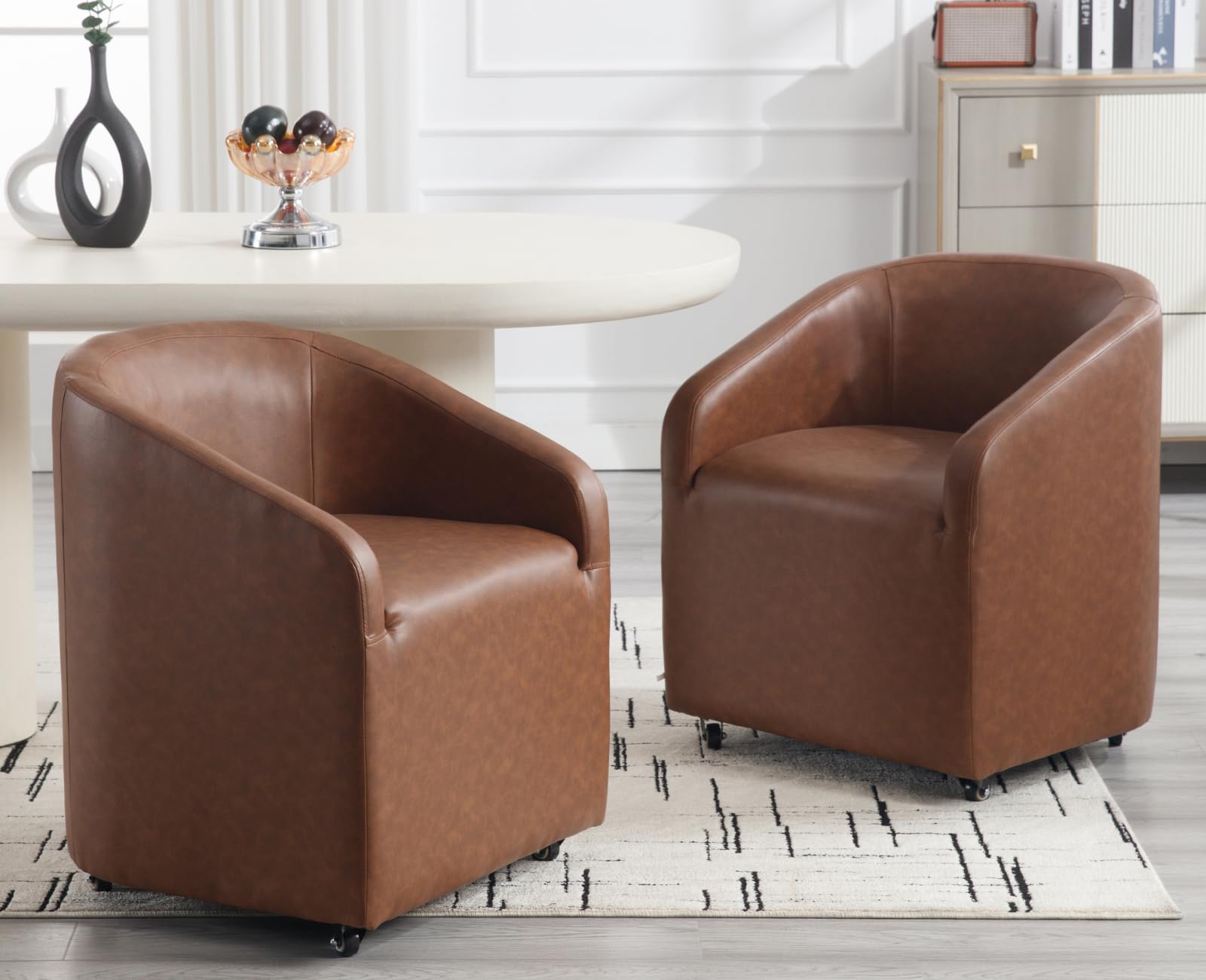 CIMOTA Modern Accent Barrel Dining Chairs with Swivel Casters 1 Piece - X297