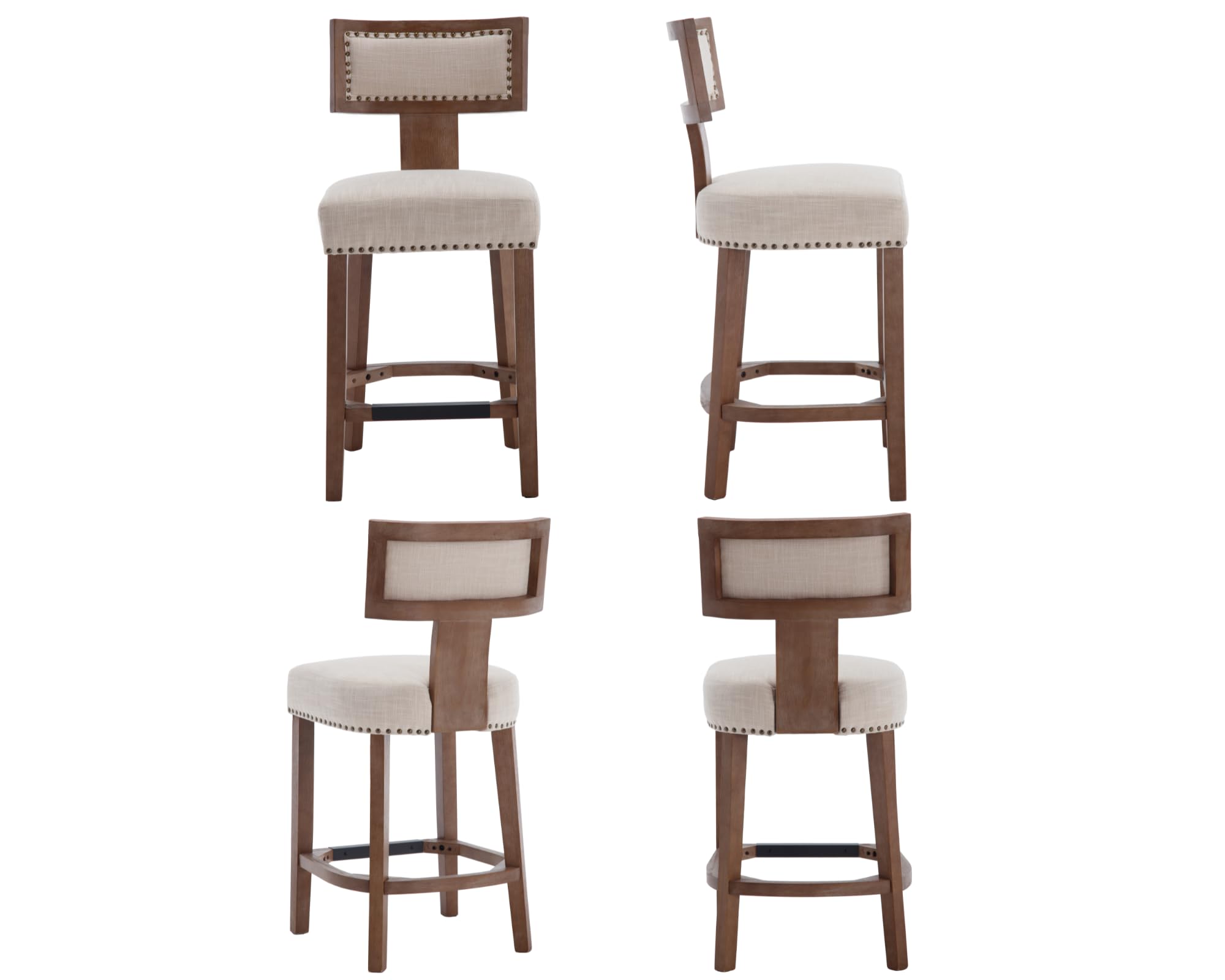 VESCASA 26.75"H Natural Wood Legs Counter Height Stools Set of 2 - 5753