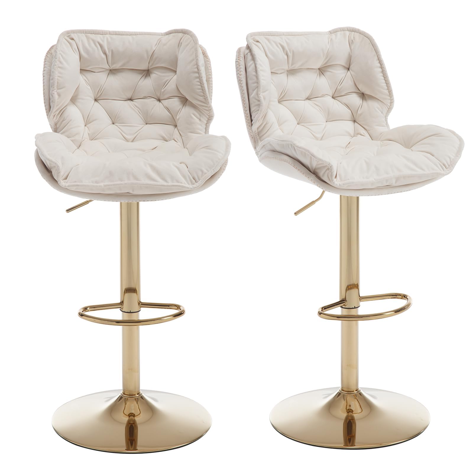 Janoray Modern Swivel  Velvet Adjustable Bar Stools Set of 2