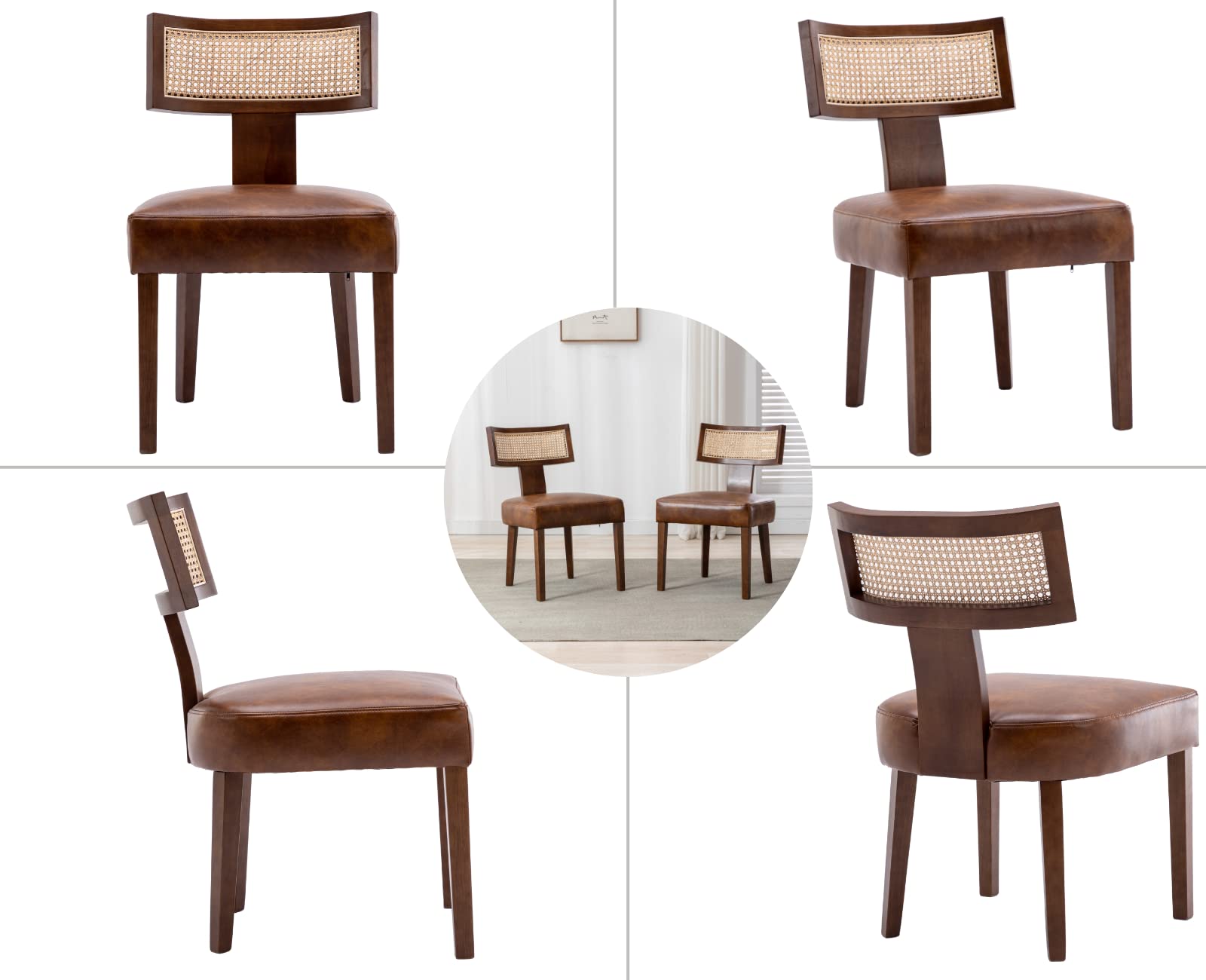 EALSON Farmhouse Linen PU Modern Dining Chairs Set of 2 - 1918